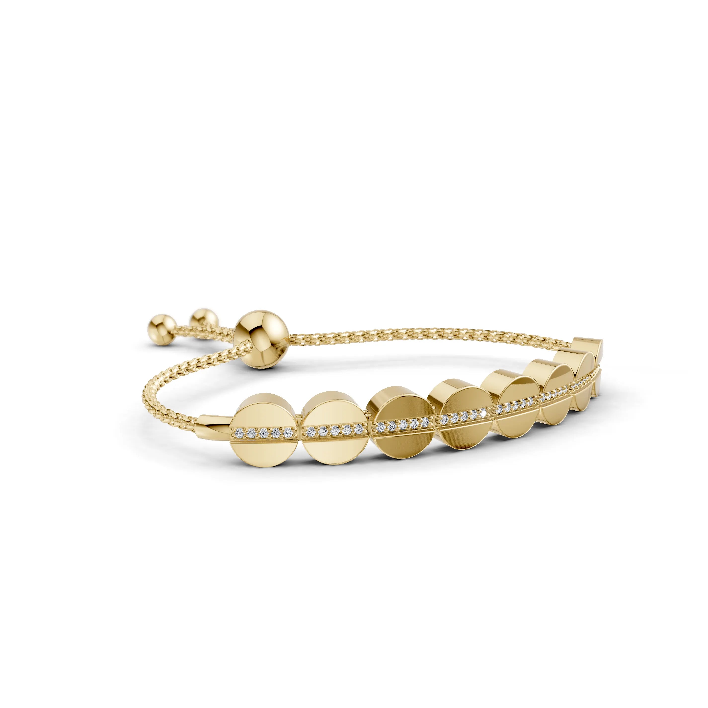 Pargold Solid Gold Exquisite Gemstone Bracelet -Gold_Diamond_Diamond_Static_Gold