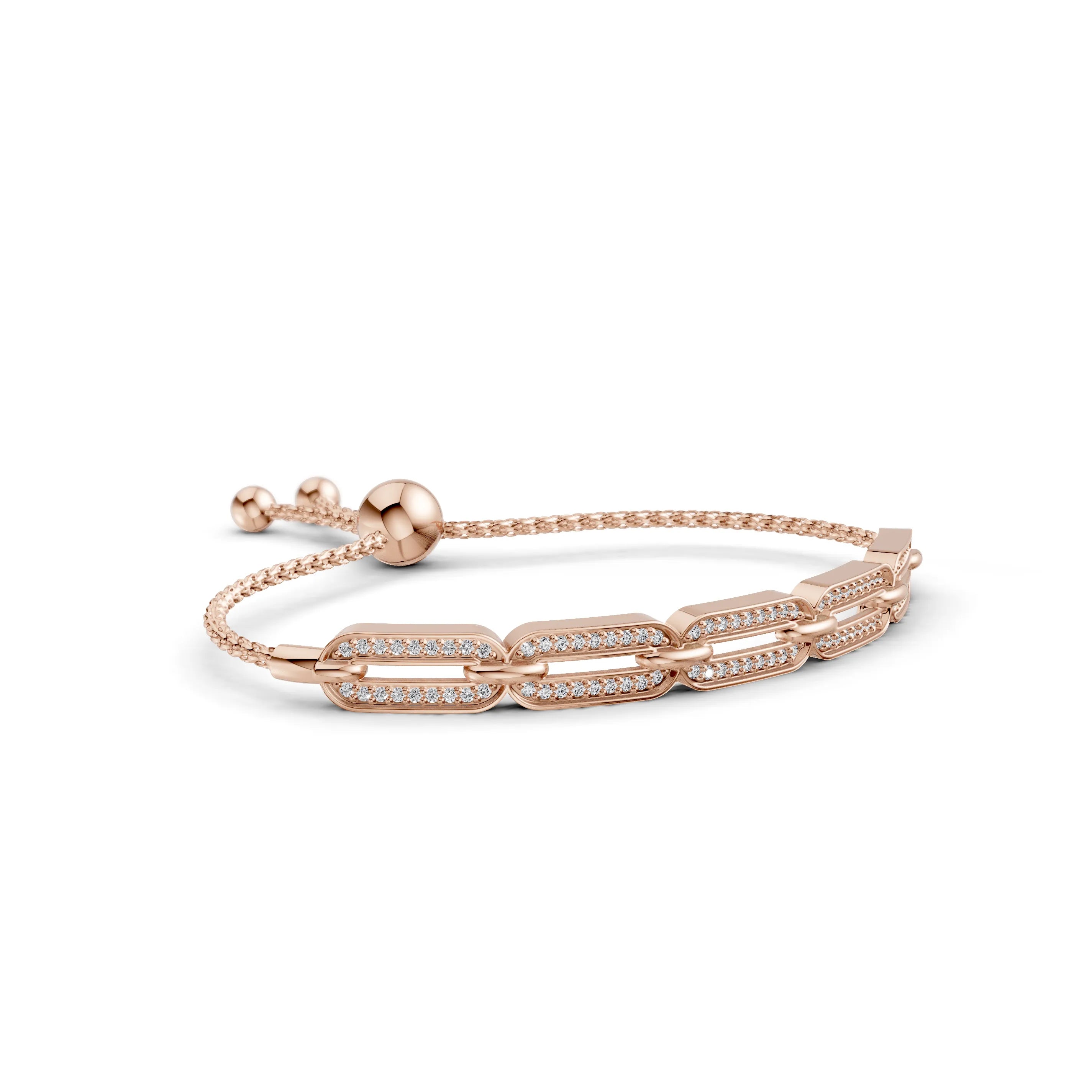 Pargold Solid Gold Luminous Link Bracelet: A Symphony of Radiant Gemstones -Rose_Diamond_Diamond_Static_Rose