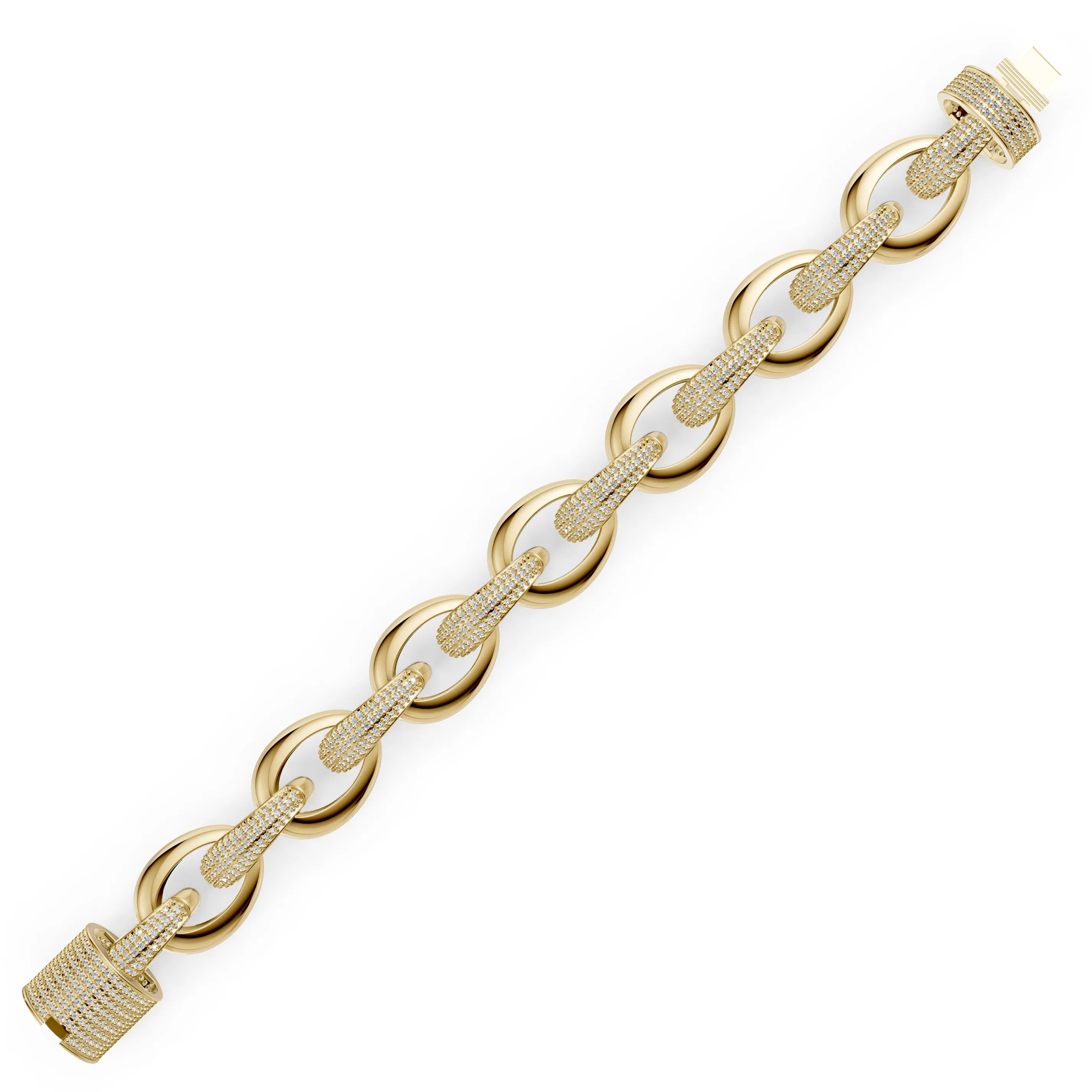 Pargold Solid Gold Exquisite Elegance Radiant Gemstone Bracelet -Gold_Diamond_Diamond_Static_Gold