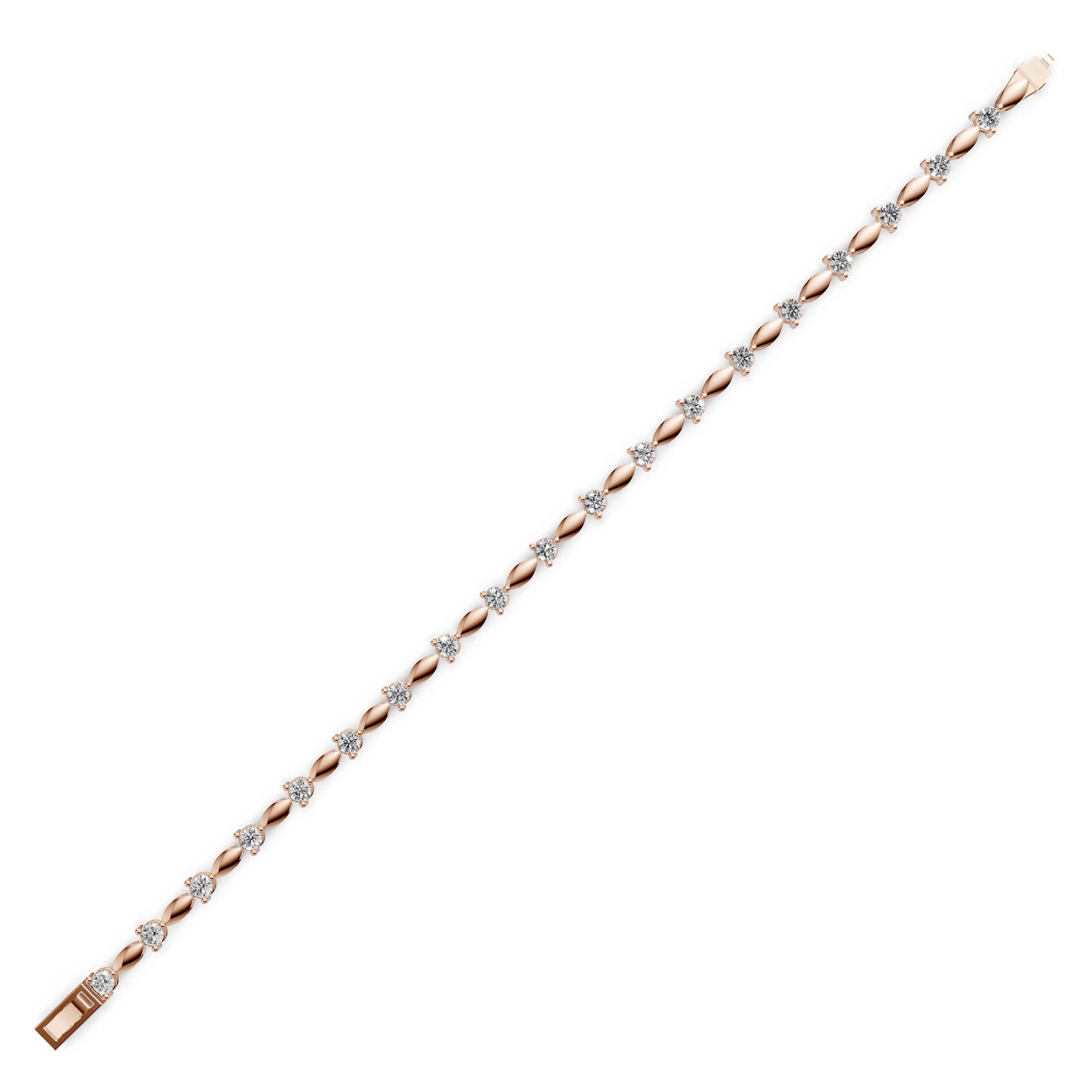 Pargold Solid Gold Golden Cascade Brilliance Bracelet -Rose_Diamond_Diamond_Static_Rose