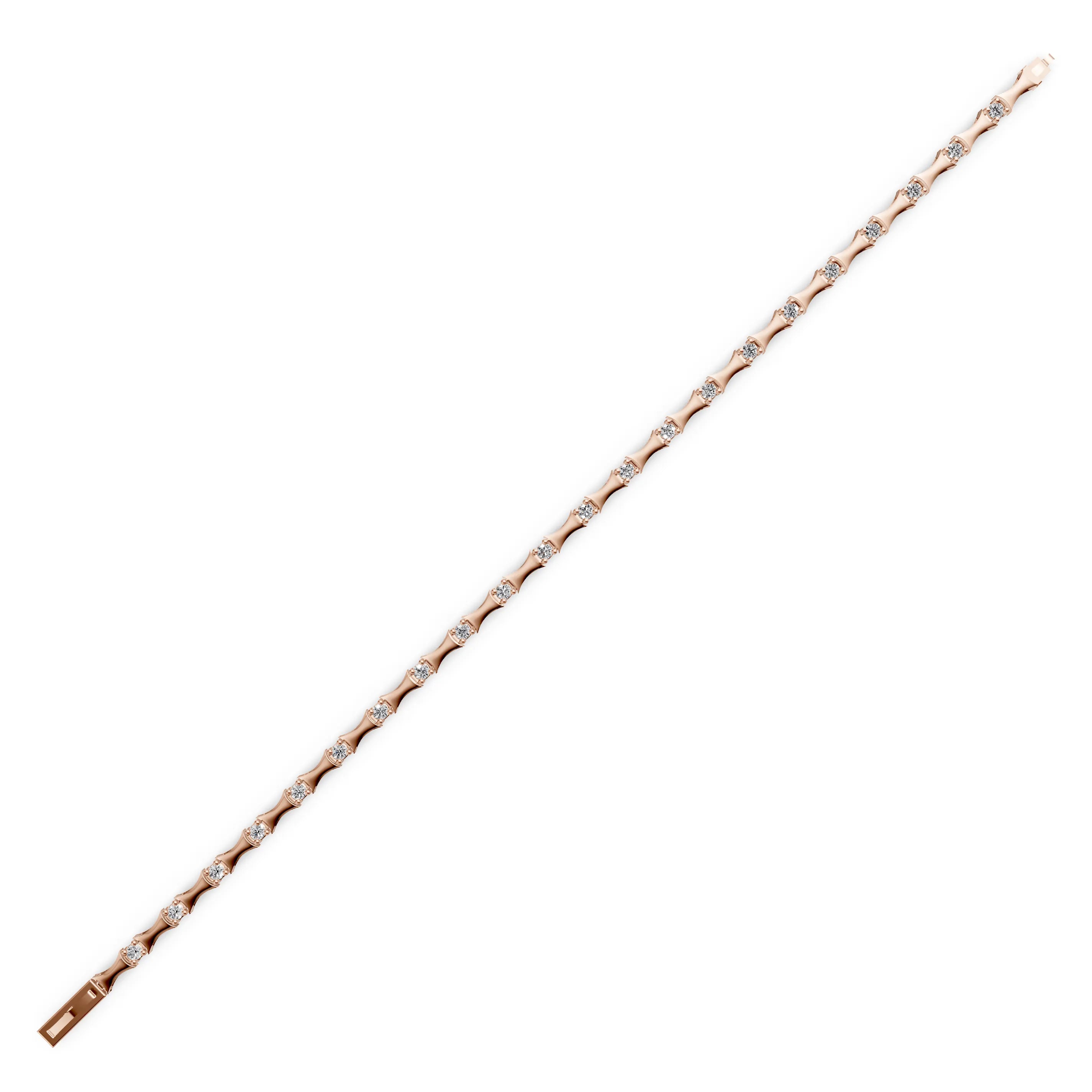 Pargold Solid Gold Luminous Gemstone Link Bracelet -Rose_Diamond_Diamond_Static_Rose