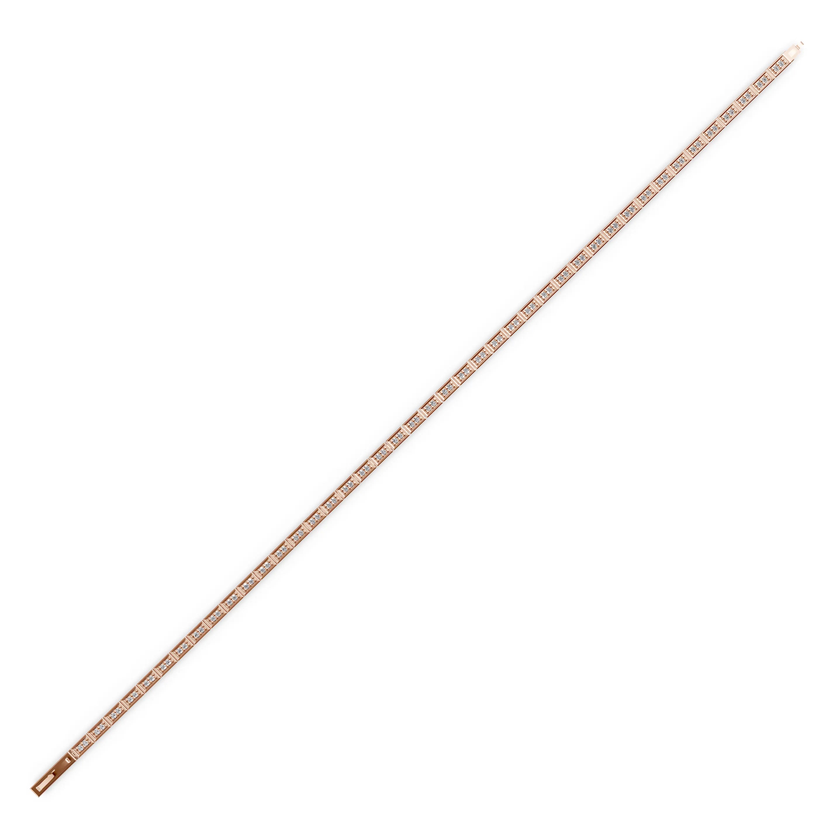 Pargold Solid Gold Squared Stone Link Tennis Bracelet -Rose_Diamond_Diamond_Static_Rose