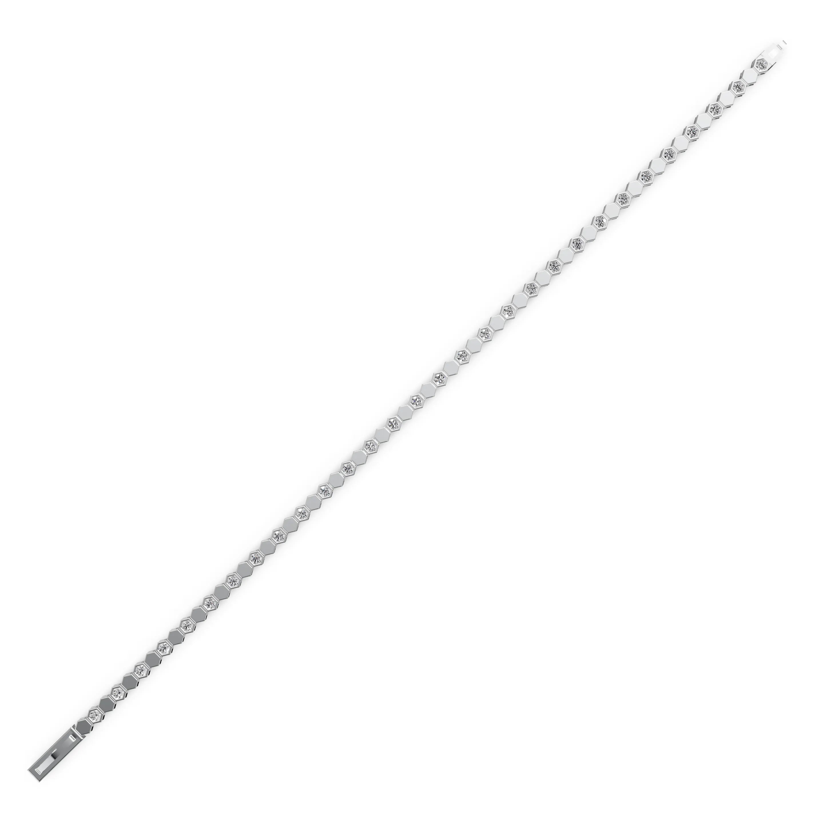 Pargold Solid Gold Glam Hexa Glint Bracelet -Silver_Diamond_Diamond_Static_Silver