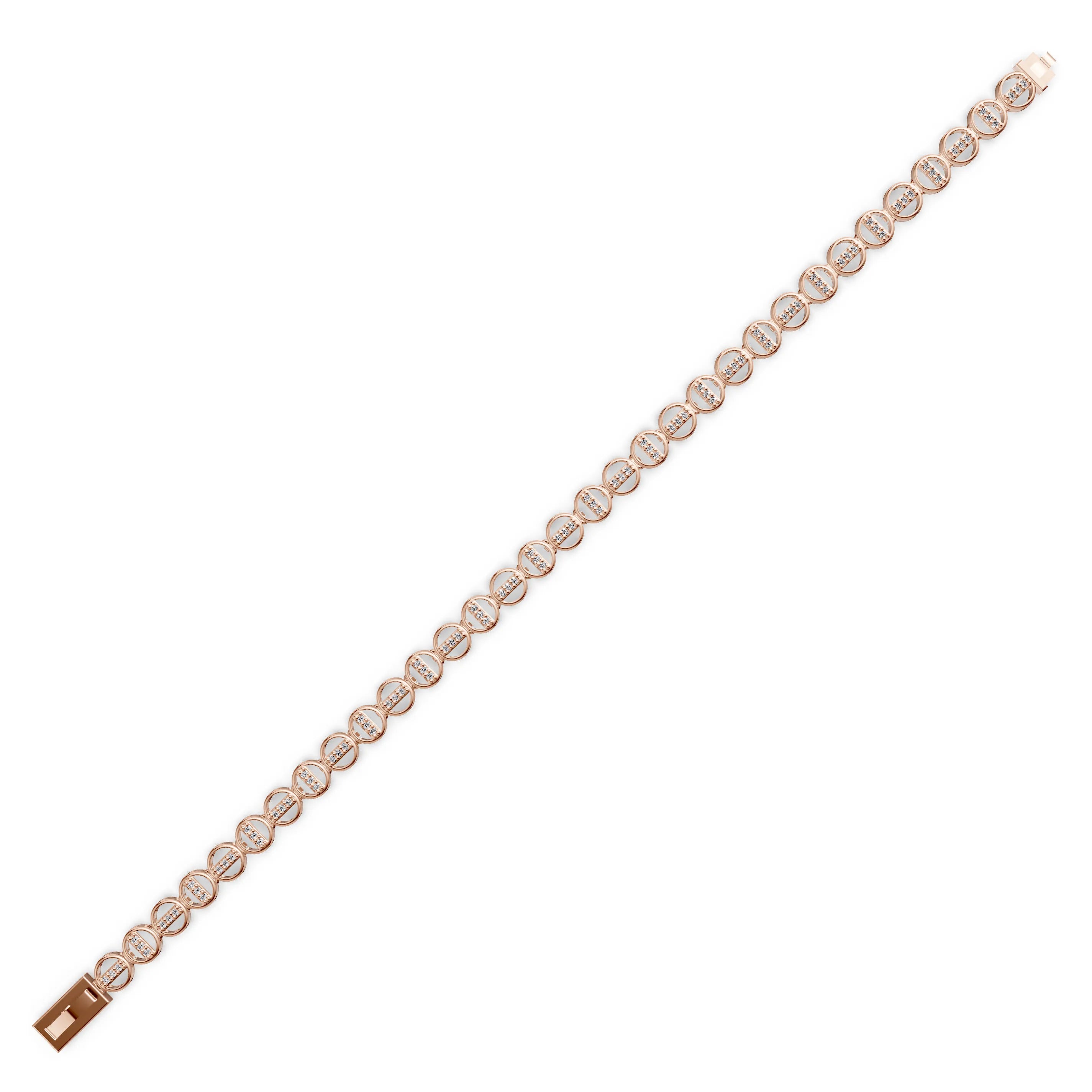 Pargold Solid Gold Golden Elegance Tennis Bracelet -Rose_Diamond_Diamond_Static_Rose