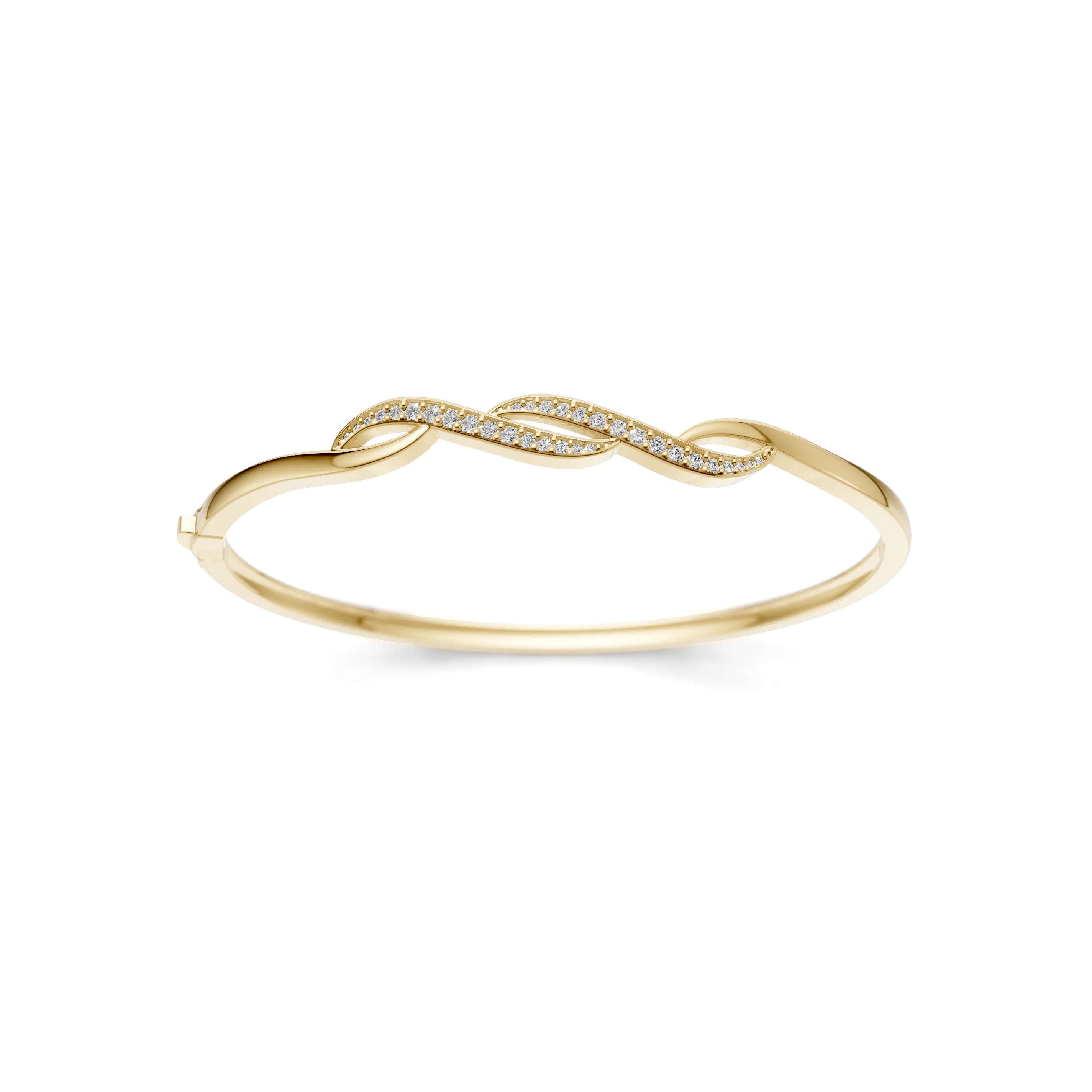 Pargold Solid Gold Golden Twist Sparkle Bangle -Gold_Diamond_Diamond_Static_Gold