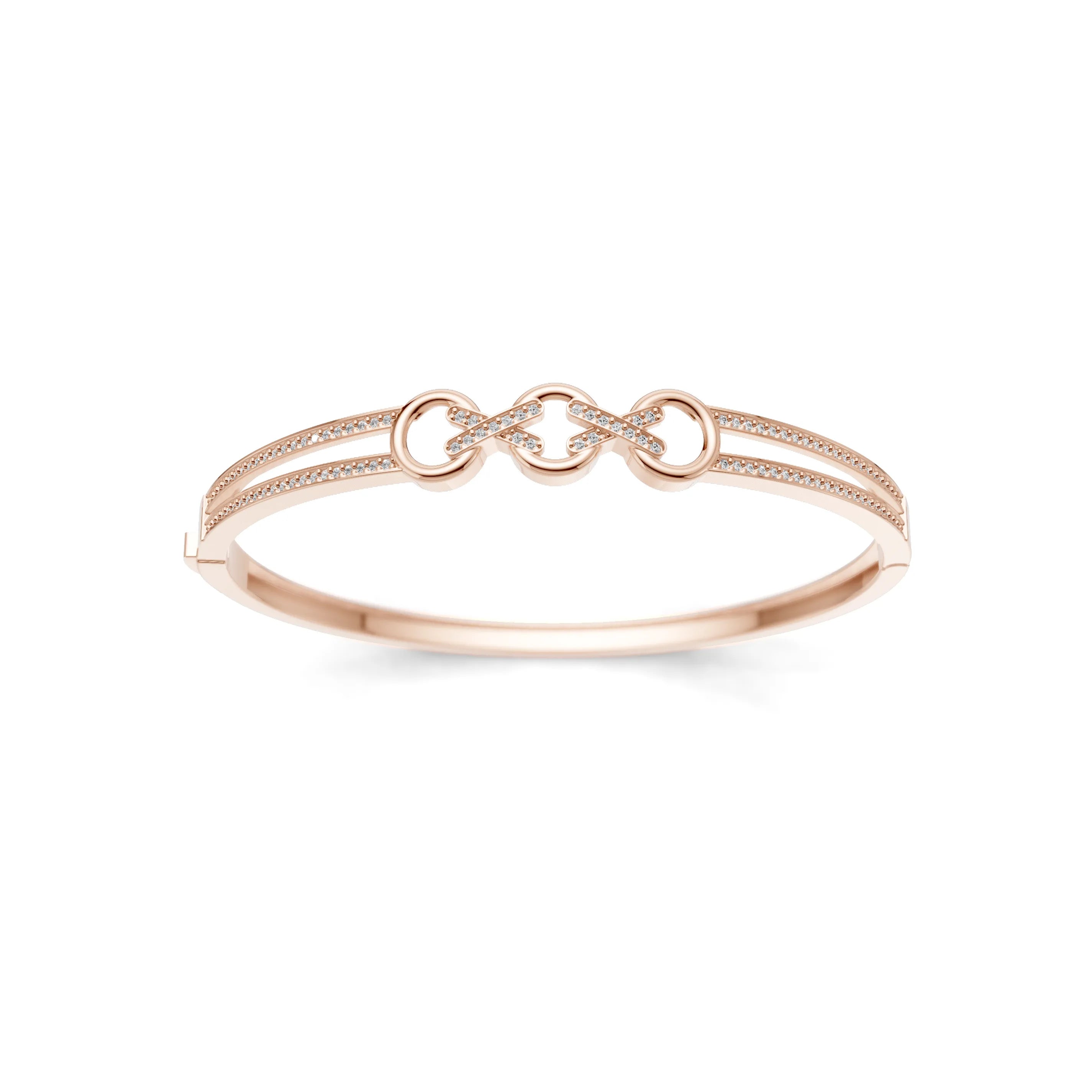 Pargold Solid Gold Golden Chainlink Spark Bangle -Rose_Diamond_Diamond_Static_Rose