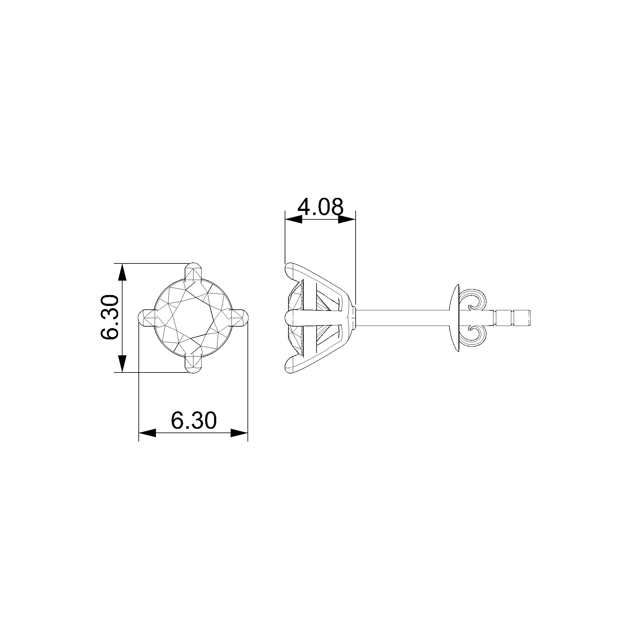 Pargold Solid Gold Radiant Solitaire Stud Earrings - Large-Static
