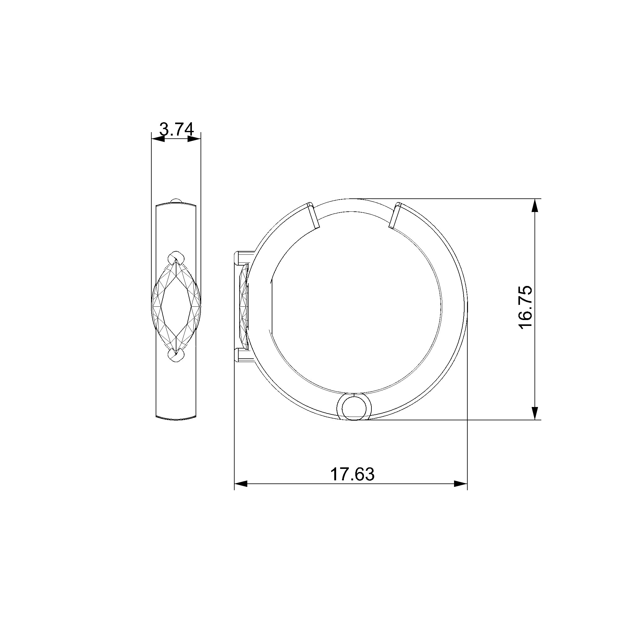 Pargold Solid Gold Marquise Solitaire Hoop Earrings-Static