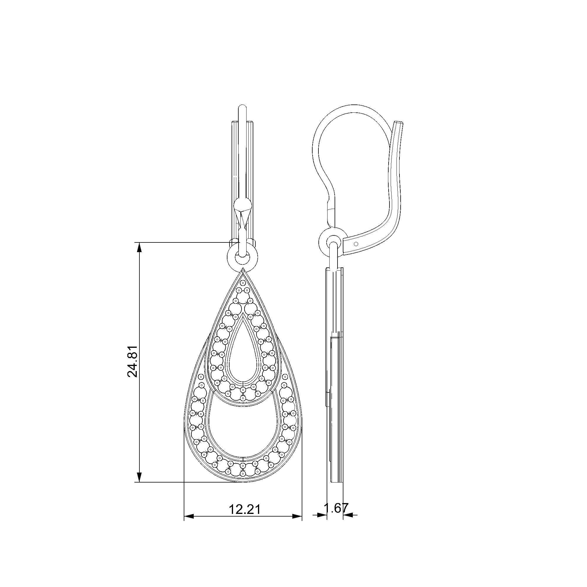 Pargold Solid Gold Lustrous Teardrop Dangle Earrings-Static