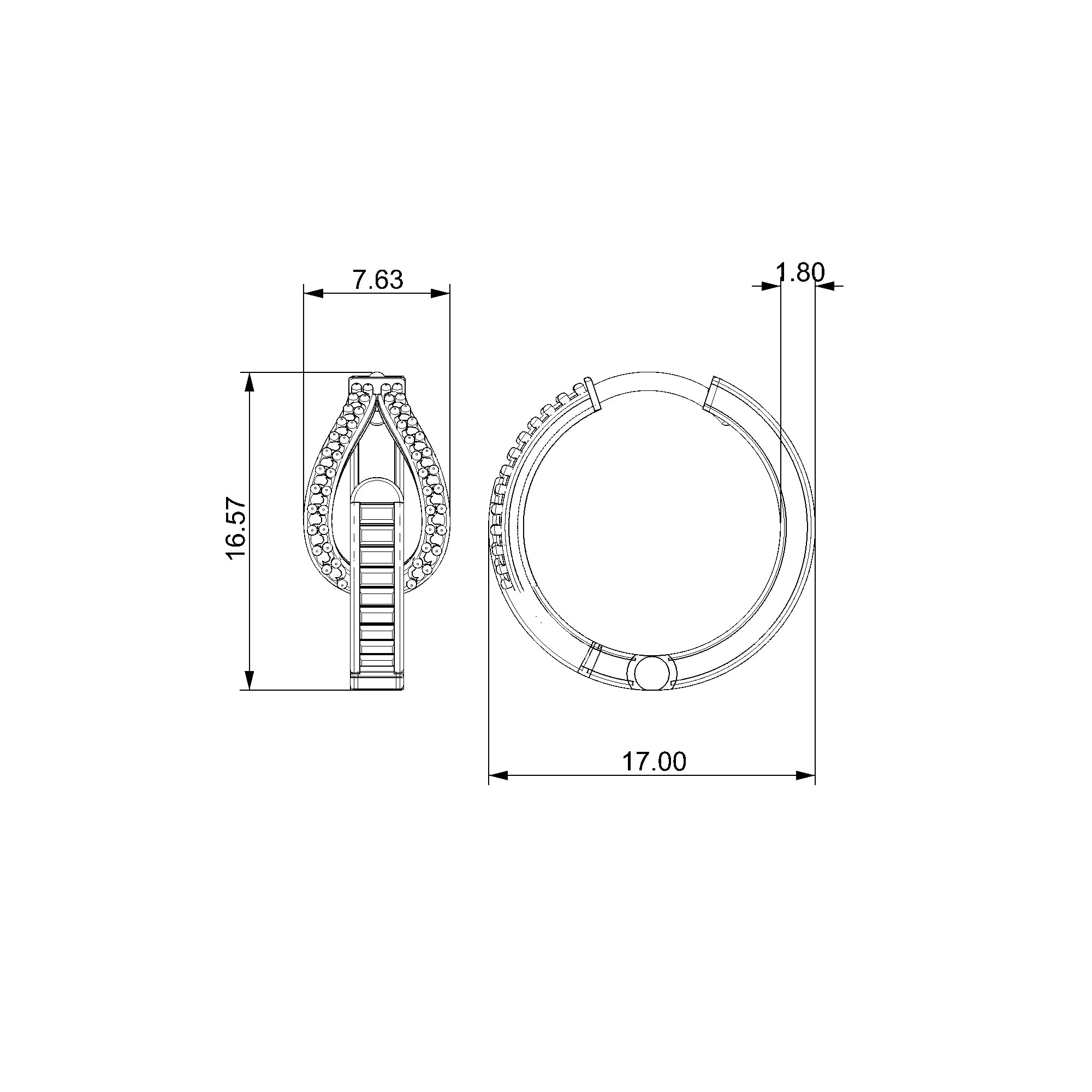 Pargold Solid Gold Baguette Beacon Hoop Earrings-Static