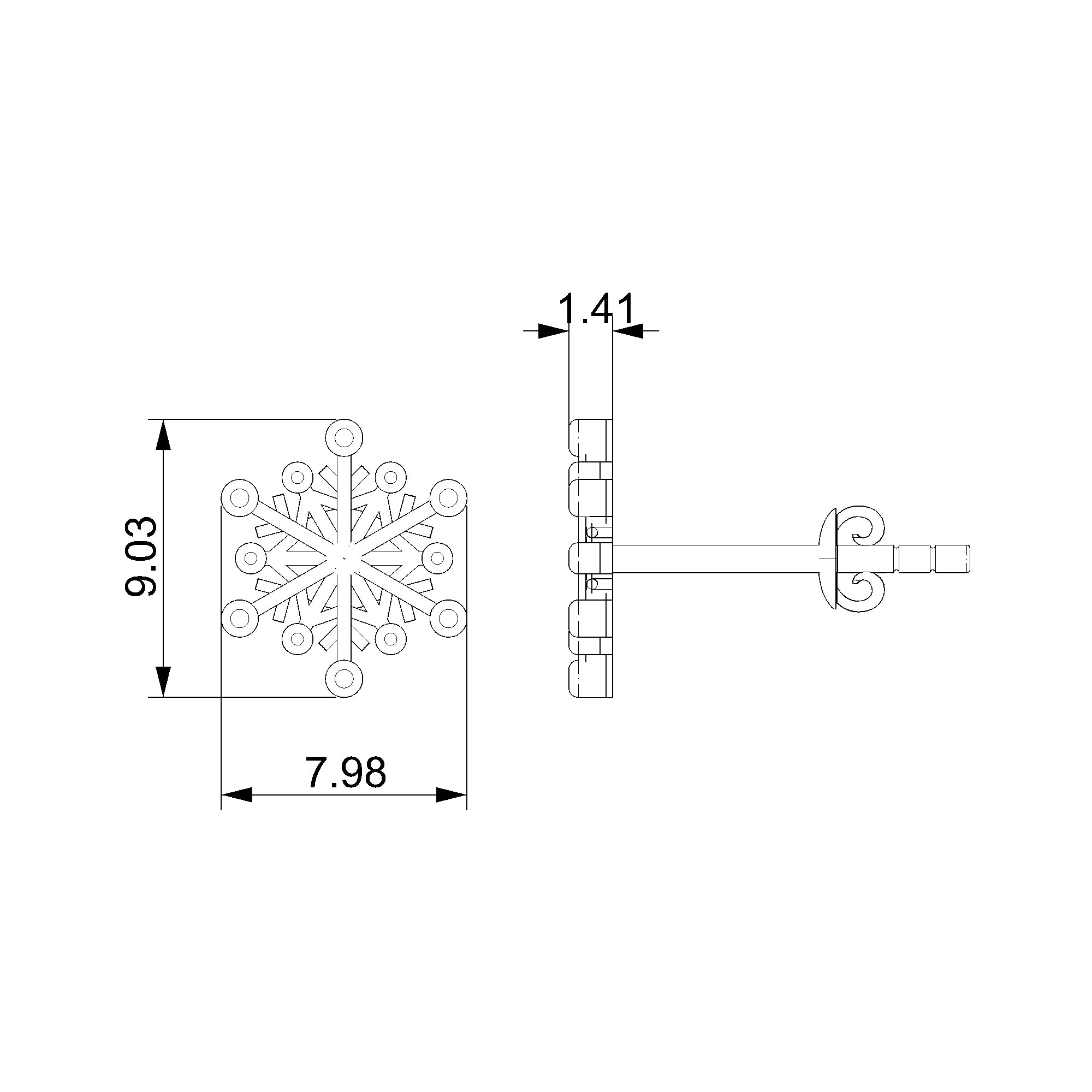 Pargold Solid Gold Elegant Snowflake Stud Earrings-Static