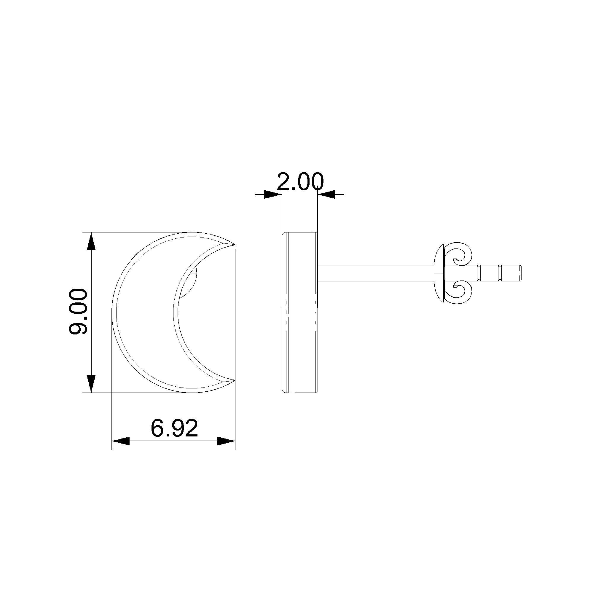 Pargold Solid Gold Crescent Moon Stud Earrings-Static