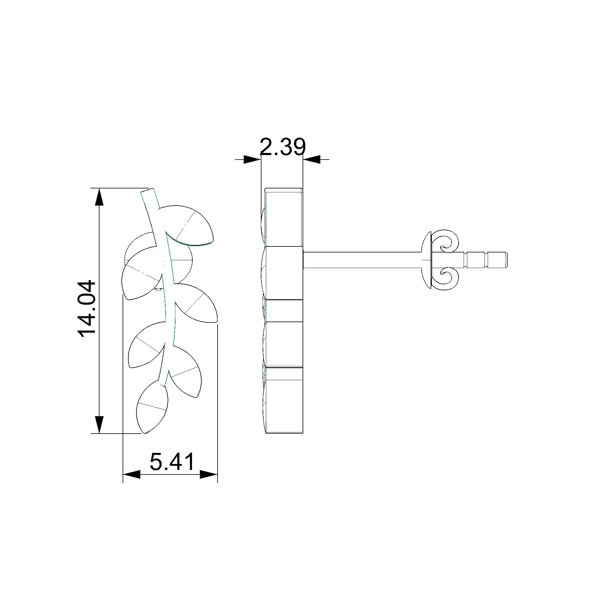 Pargold Solid Gold Elegant Leaf-Inspired Gold Earrings-Static