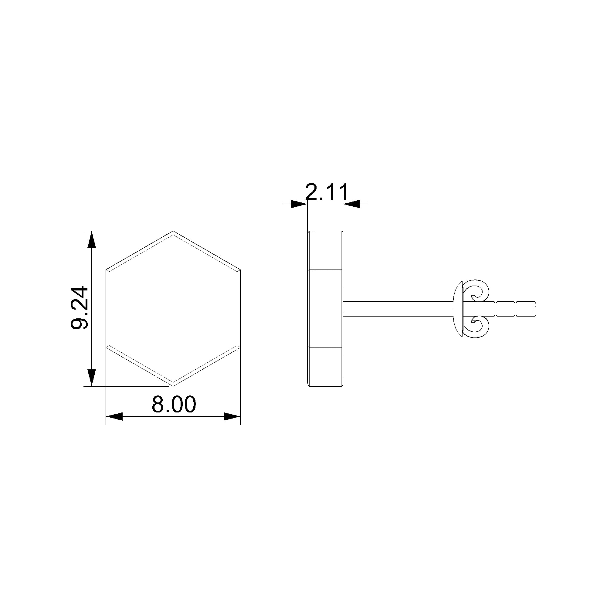 Pargold Solid Gold Hexagonal Gold Stud Earrings-Static