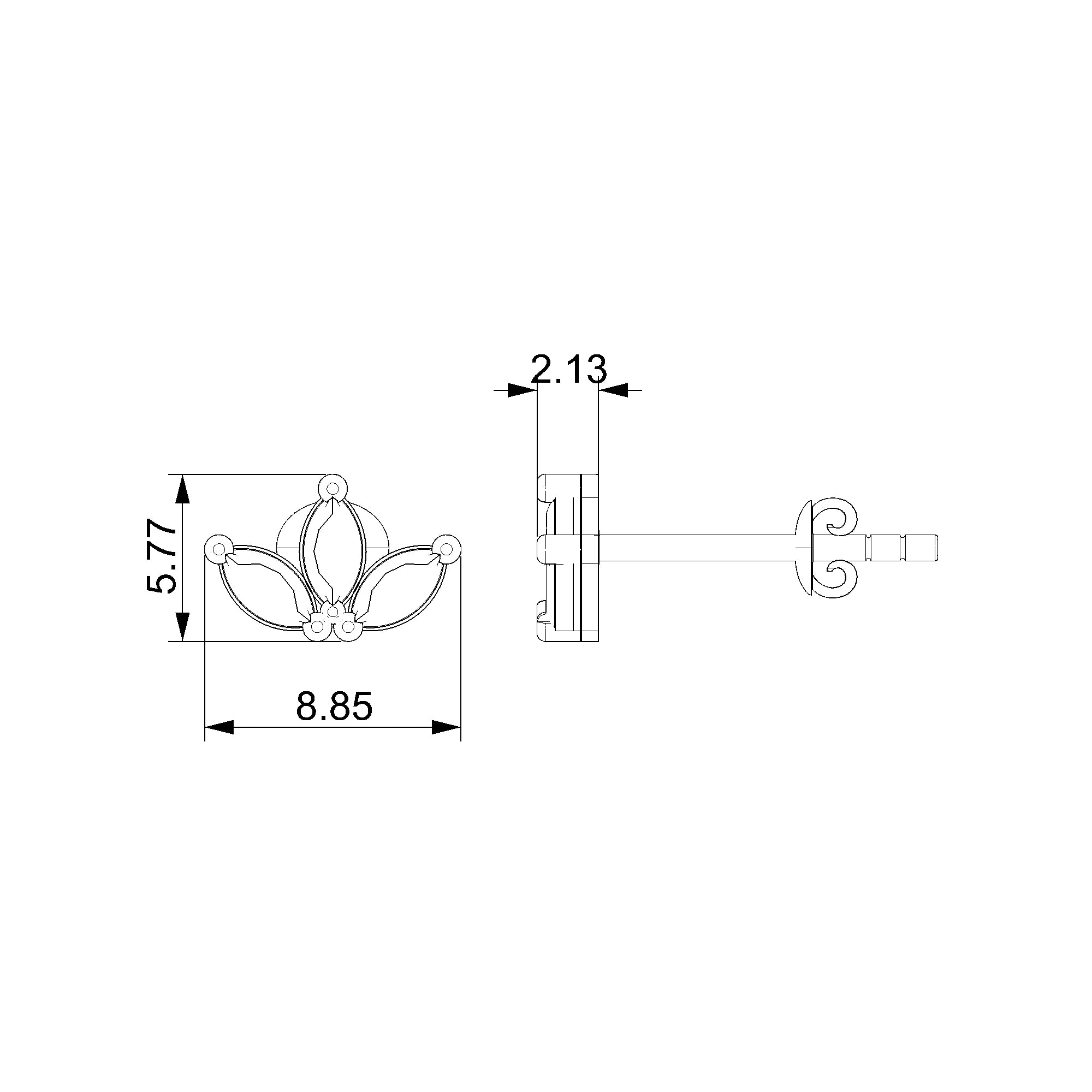 Pargold Solid Gold Elegant Crown Marquise Stud Earrings-Static