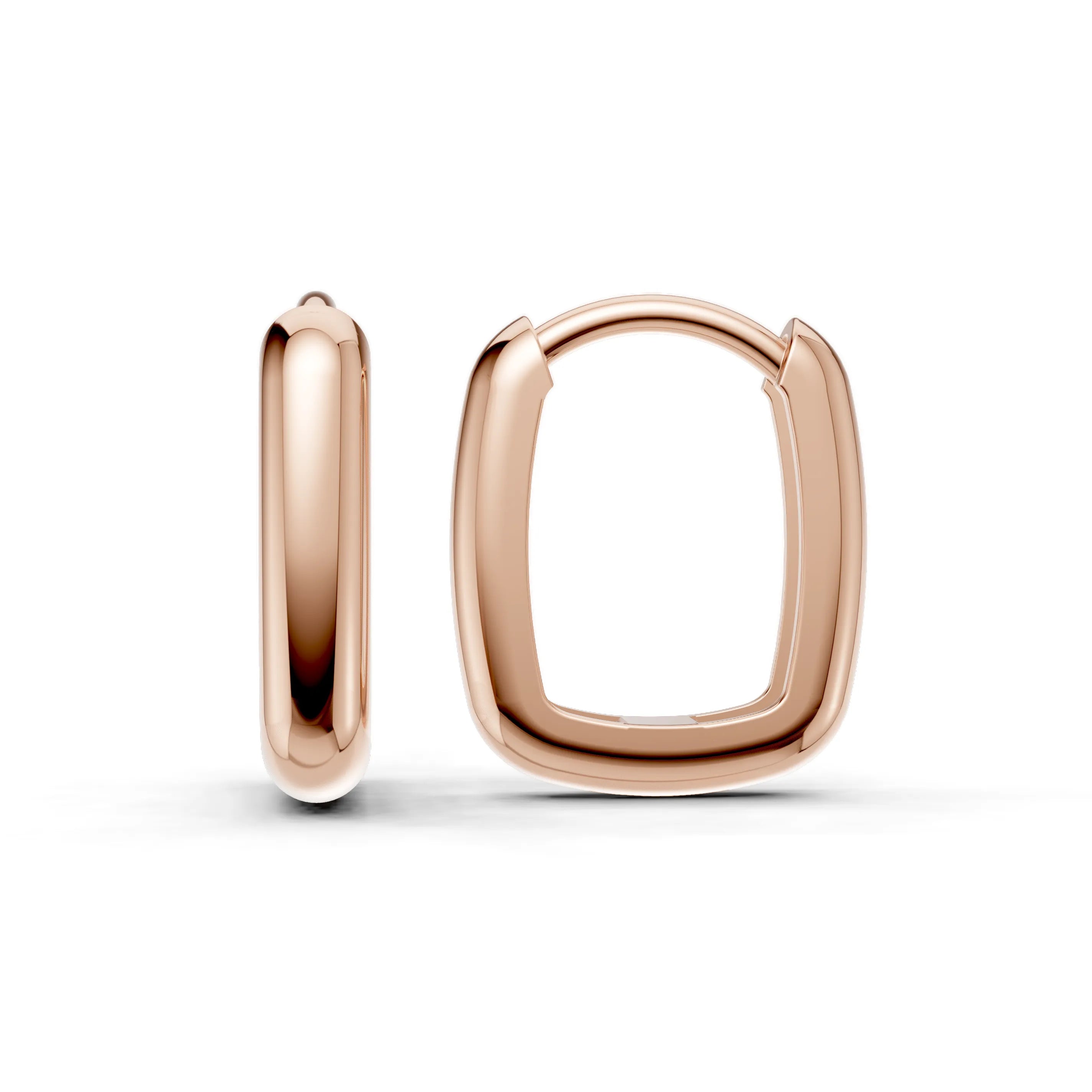 Pargold Solid Gold Elegant Oval Hoop Earrings - Small Size -Rose_Static_Rose