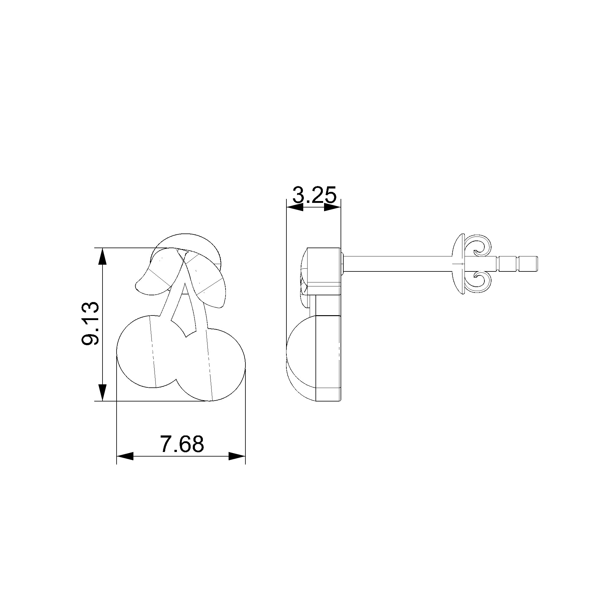 Pargold Solid Gold Cherry Blossom Gold Stud Earrings-Static