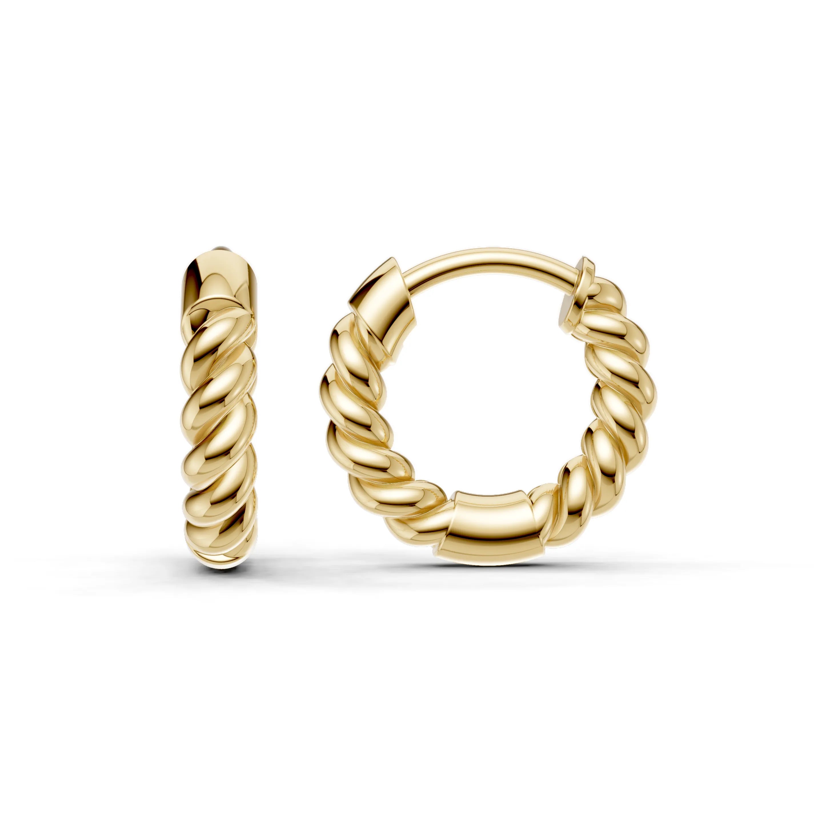 Pargold Solid Gold Twisted Rope Hoop Earrings -Gold_Static_Gold