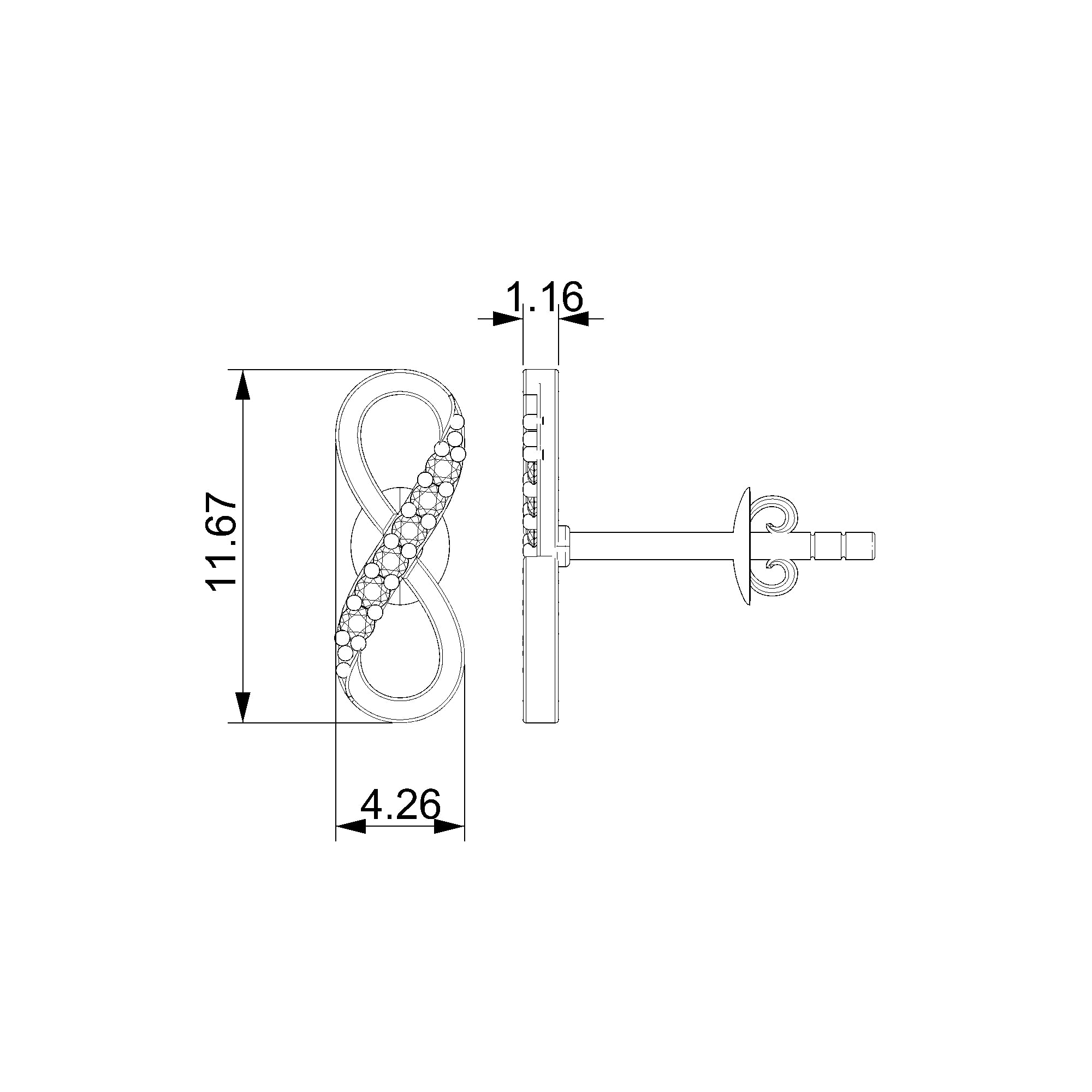 Pargold Solid Gold Infinity Loop Stud Earrings-Static