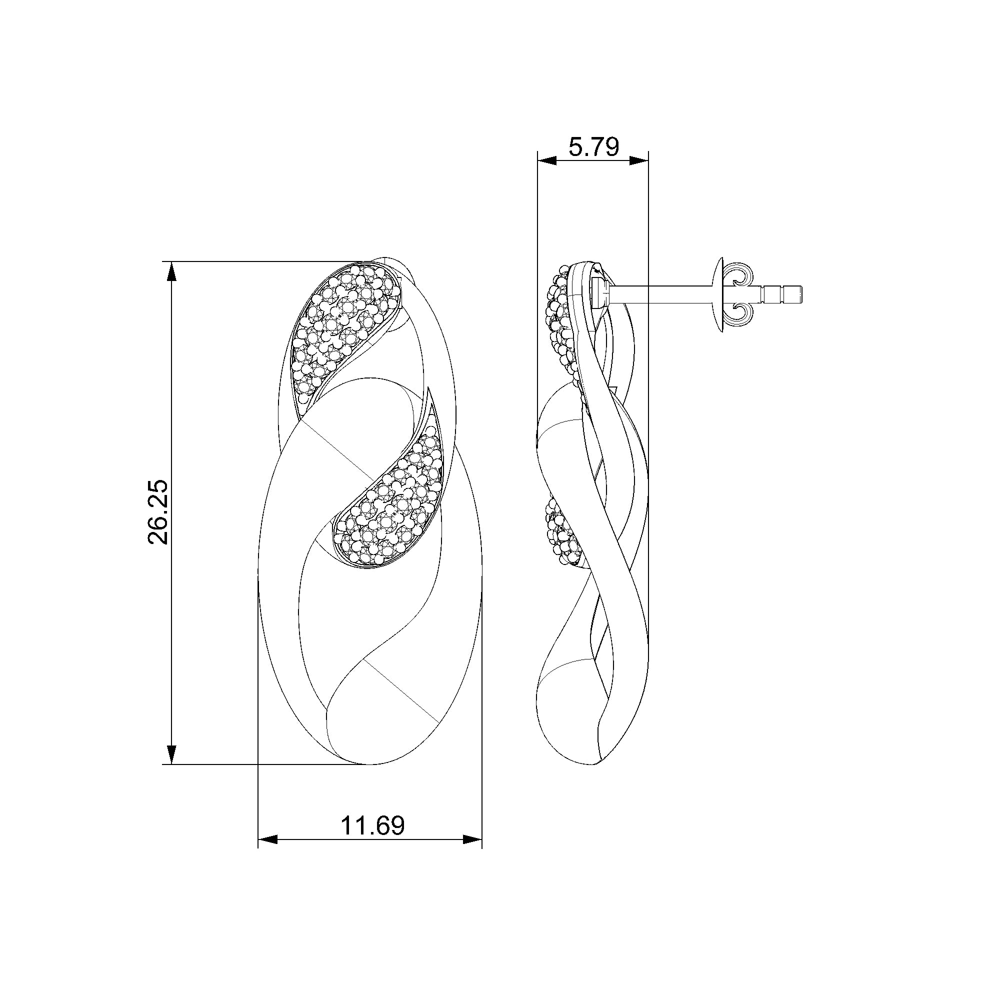 Pargold Solid Gold Infinite Grace Stud Earrings-Static