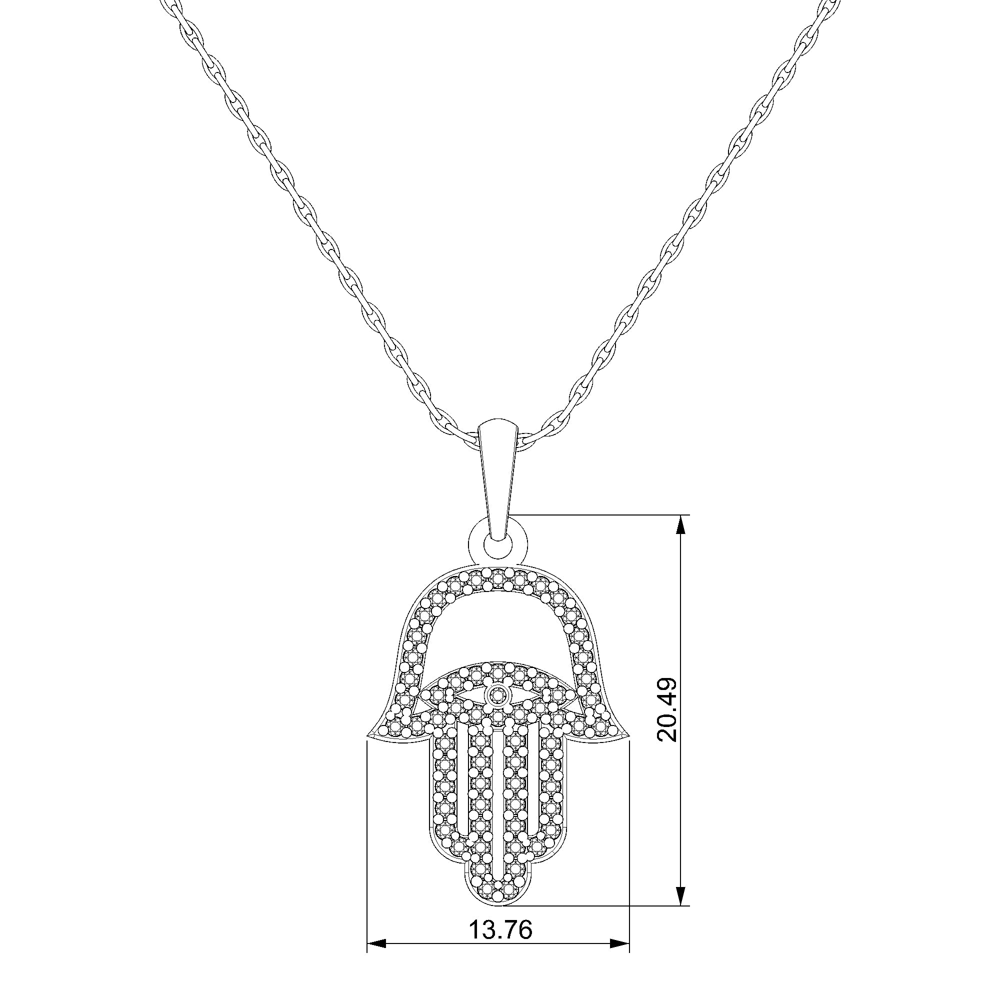 Pargold Solid Gold Enchanting Hamsa Hand Pendant Necklace-Static