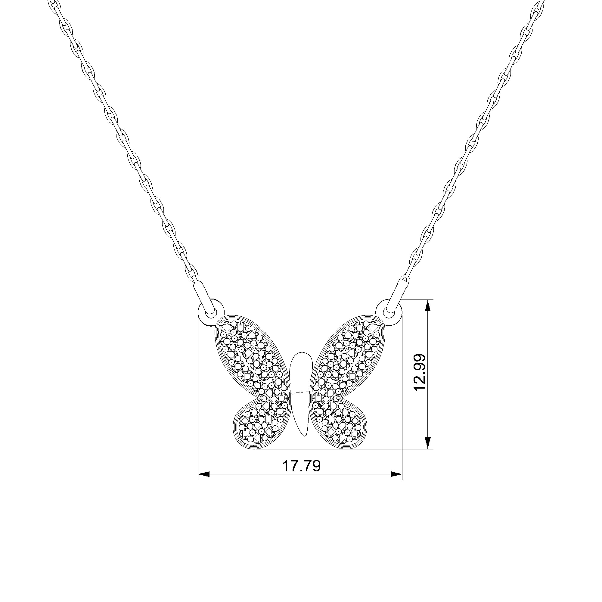 Pargold Solid Gold Enchanting Radiant Butterfly Necklace-Static