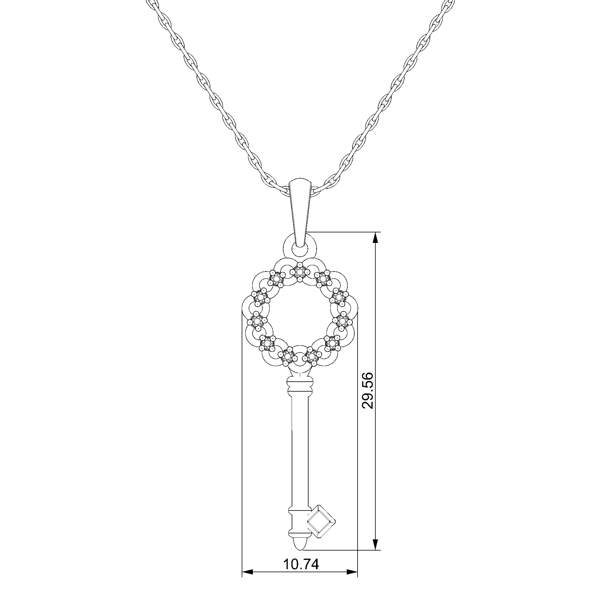 Pargold Solid Gold Timeless Radiance Key Pendant-Static