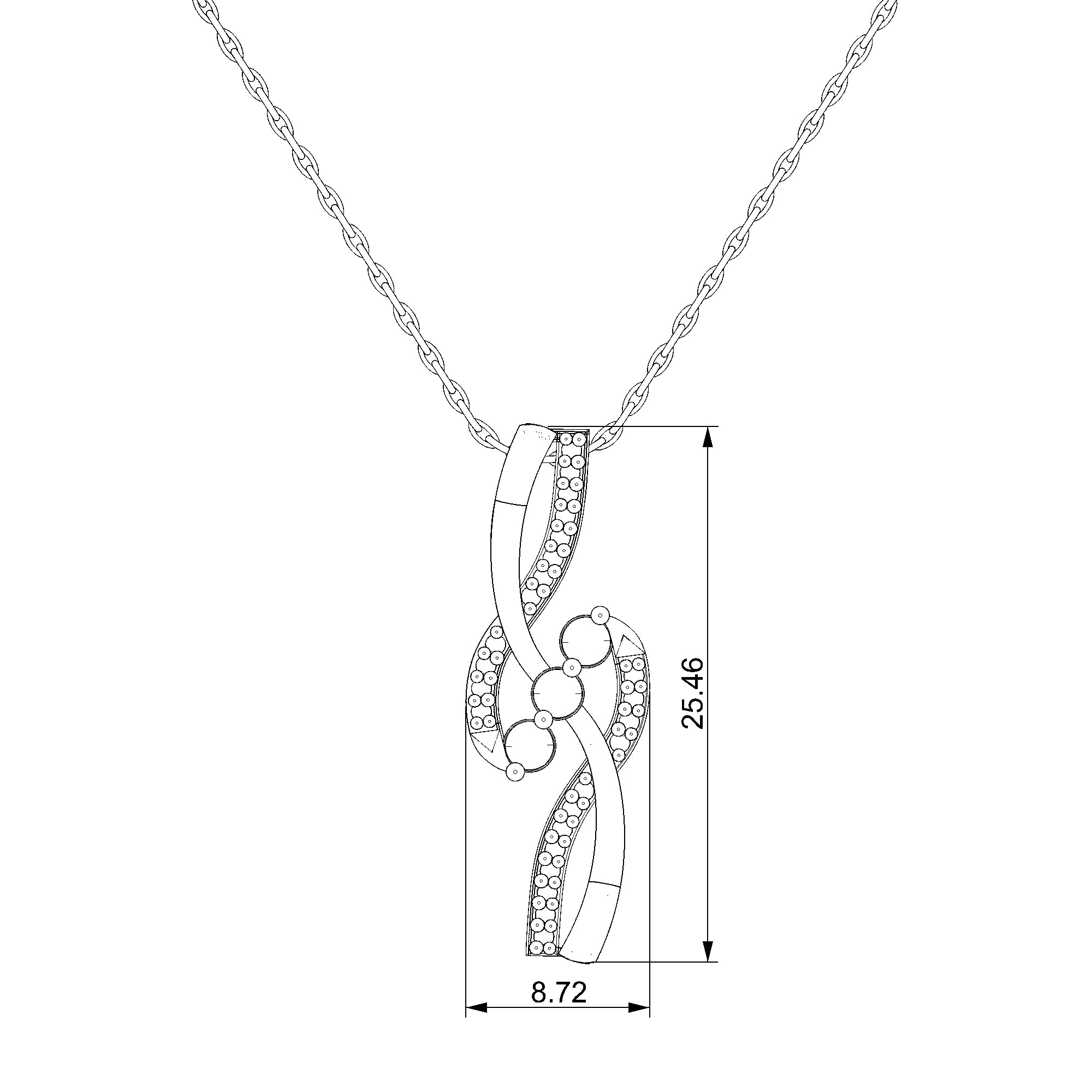 Pargold Solid Gold Elegantly Twisted Radiant Gemstone Necklace-Static