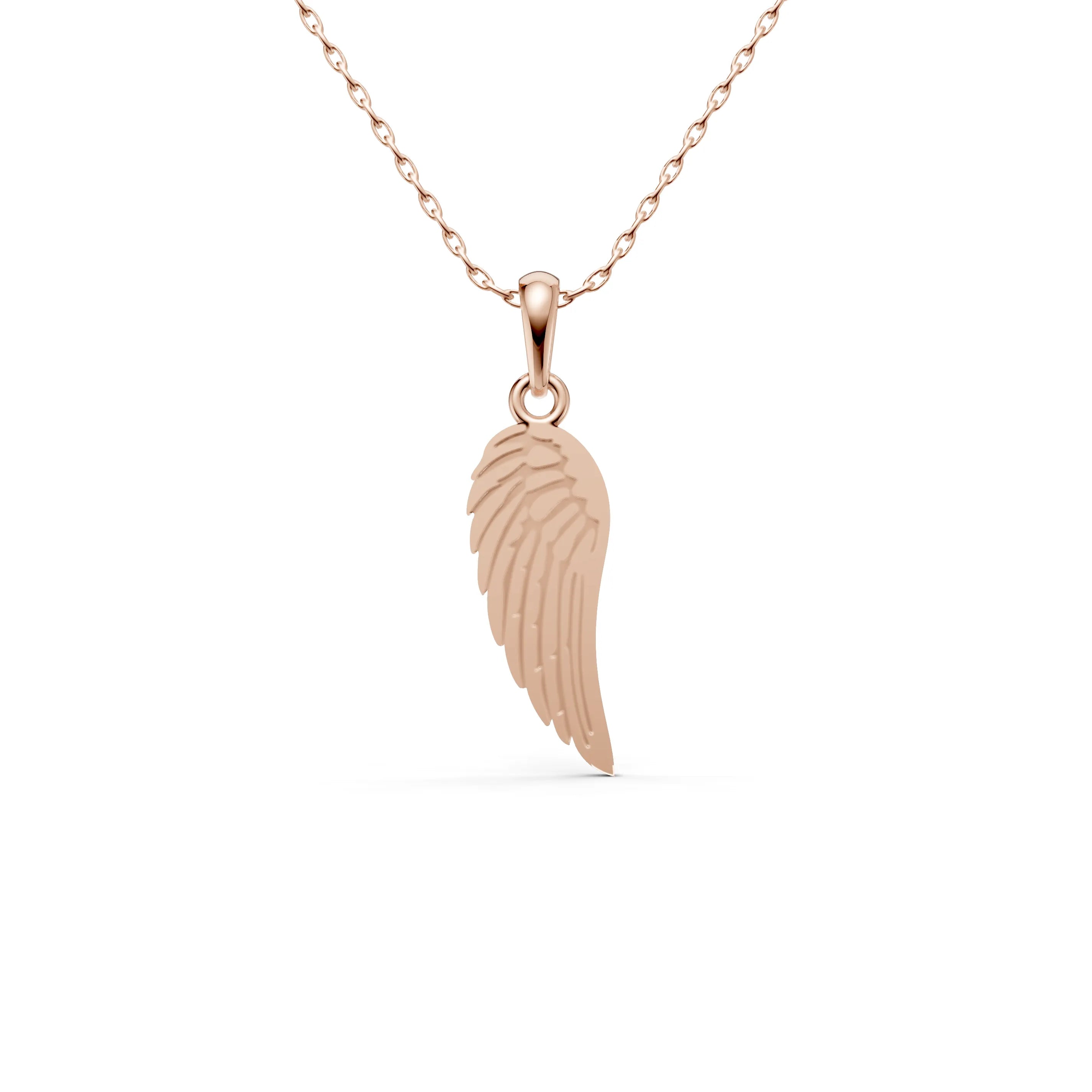 Pargold Solid Gold Celestial Feather Charm Pendant -Rose_Static_Rose