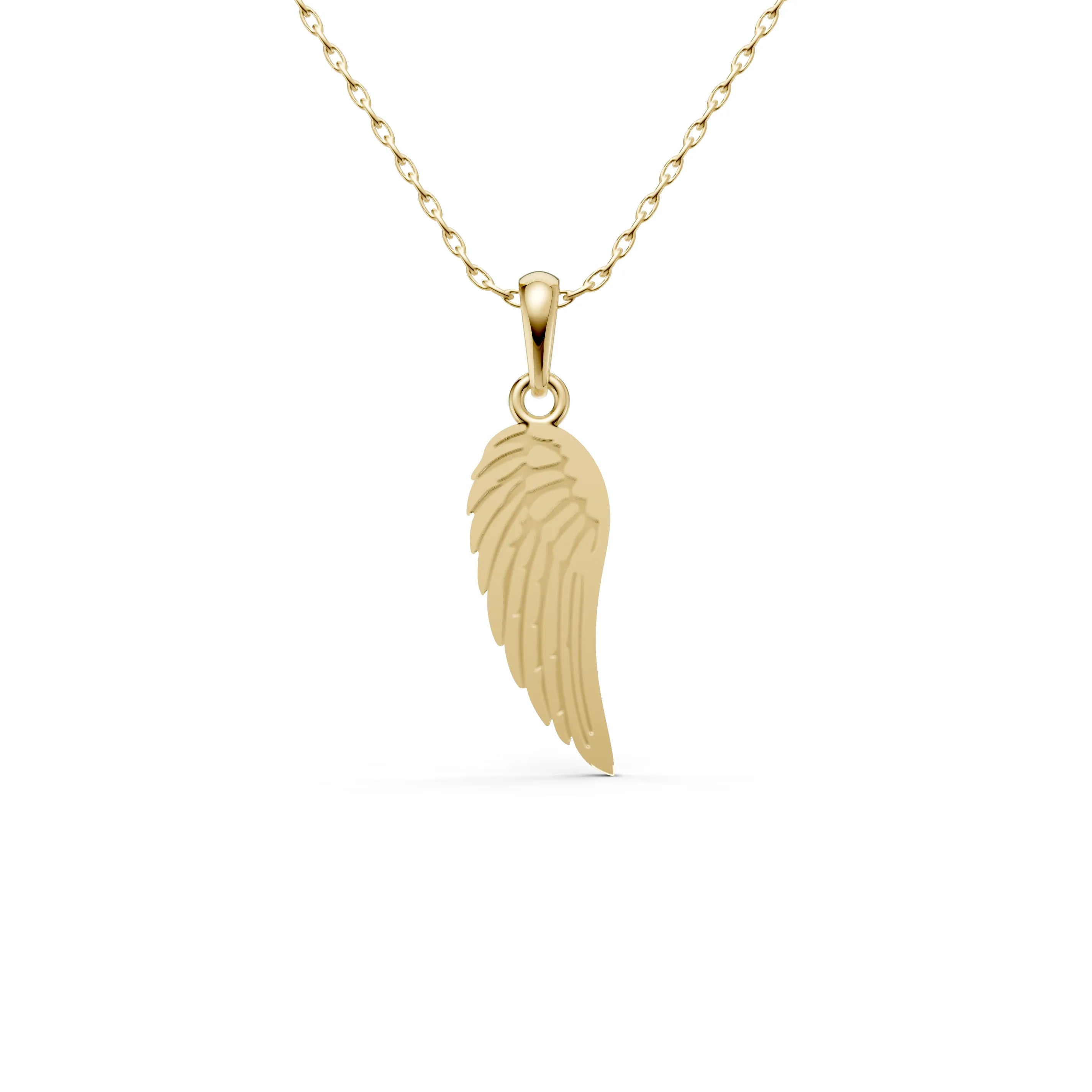 Pargold Solid Gold Celestial Feather Charm Pendant -Gold_Static_Gold