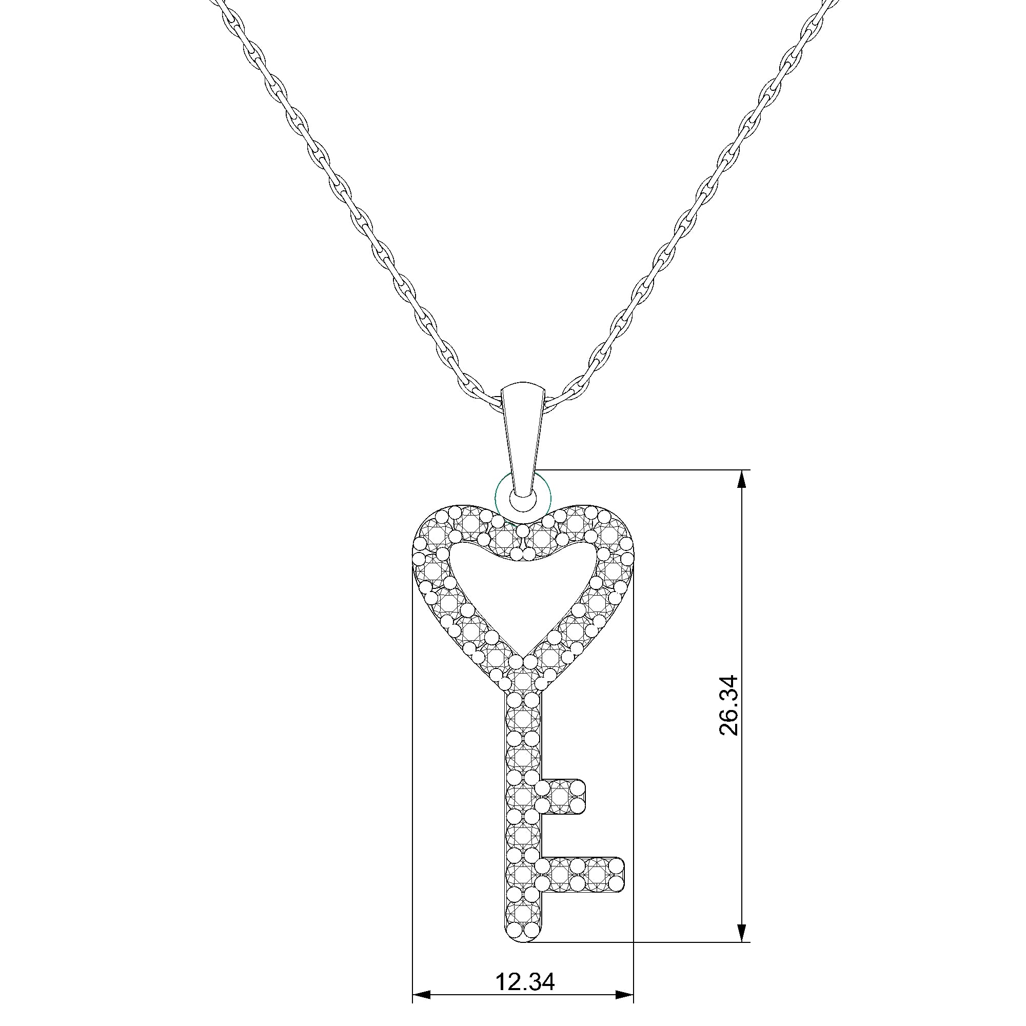 Pargold Solid Gold Captivating Heart Key Pendant-Static