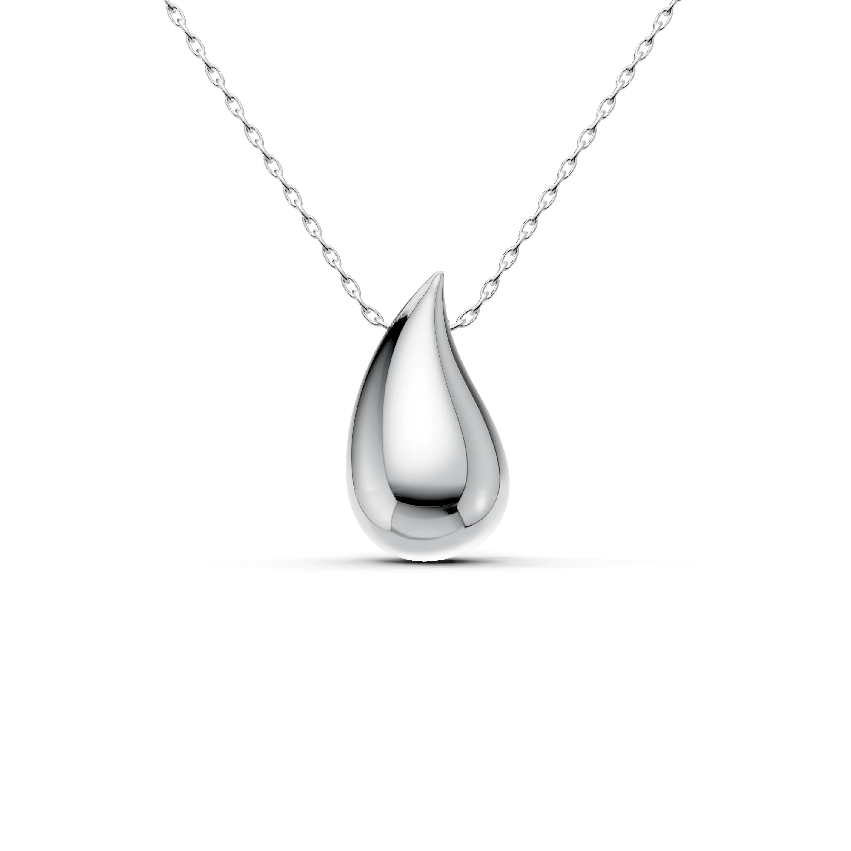 Pargold Solid Gold Elegant Teardrop Gold Necklace -Silver_Static_Silver