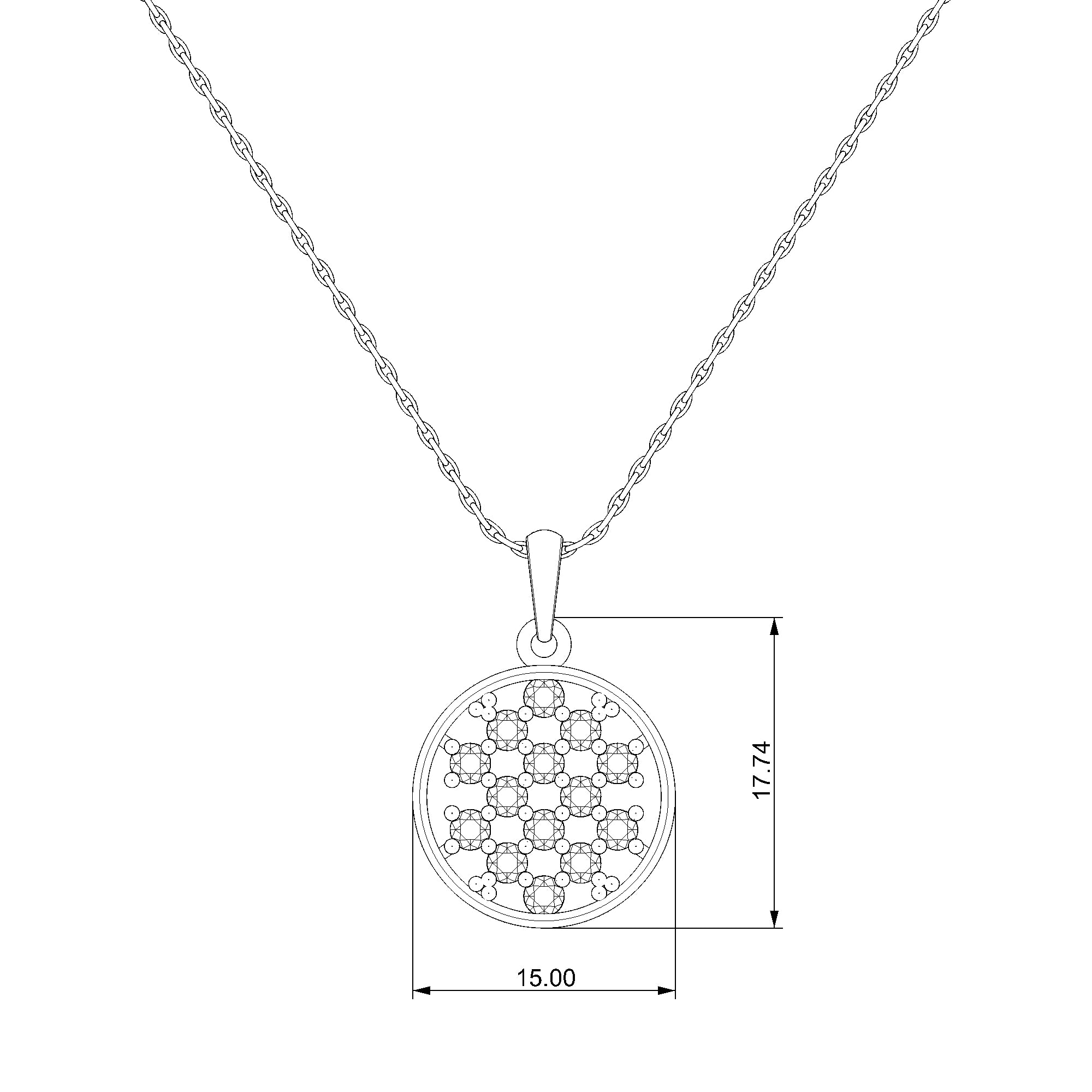 Pargold Solid Gold Radiant Mosaic Circle Pendant-Static