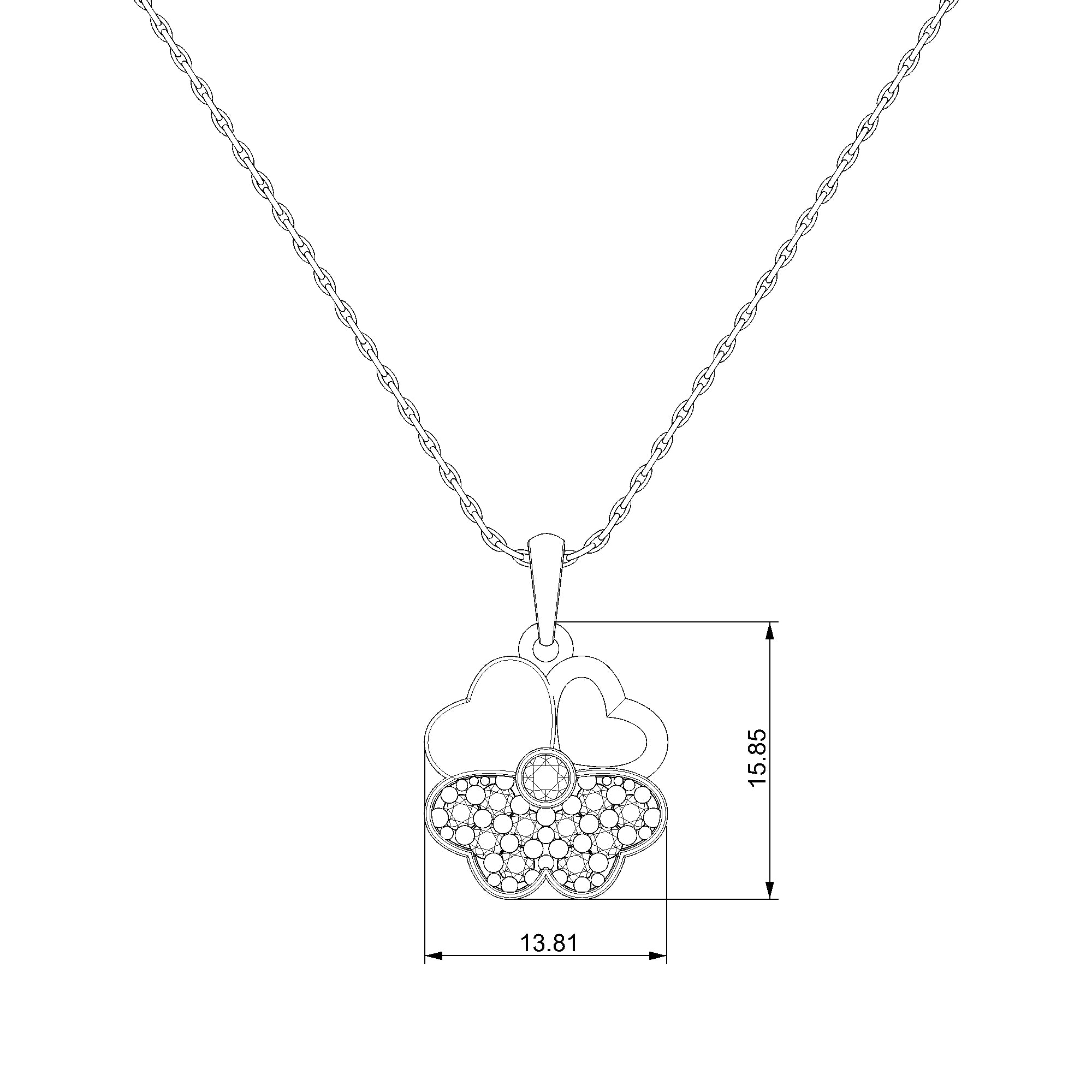 Pargold Solid Gold Cherished Clover Heart Pendant-Static