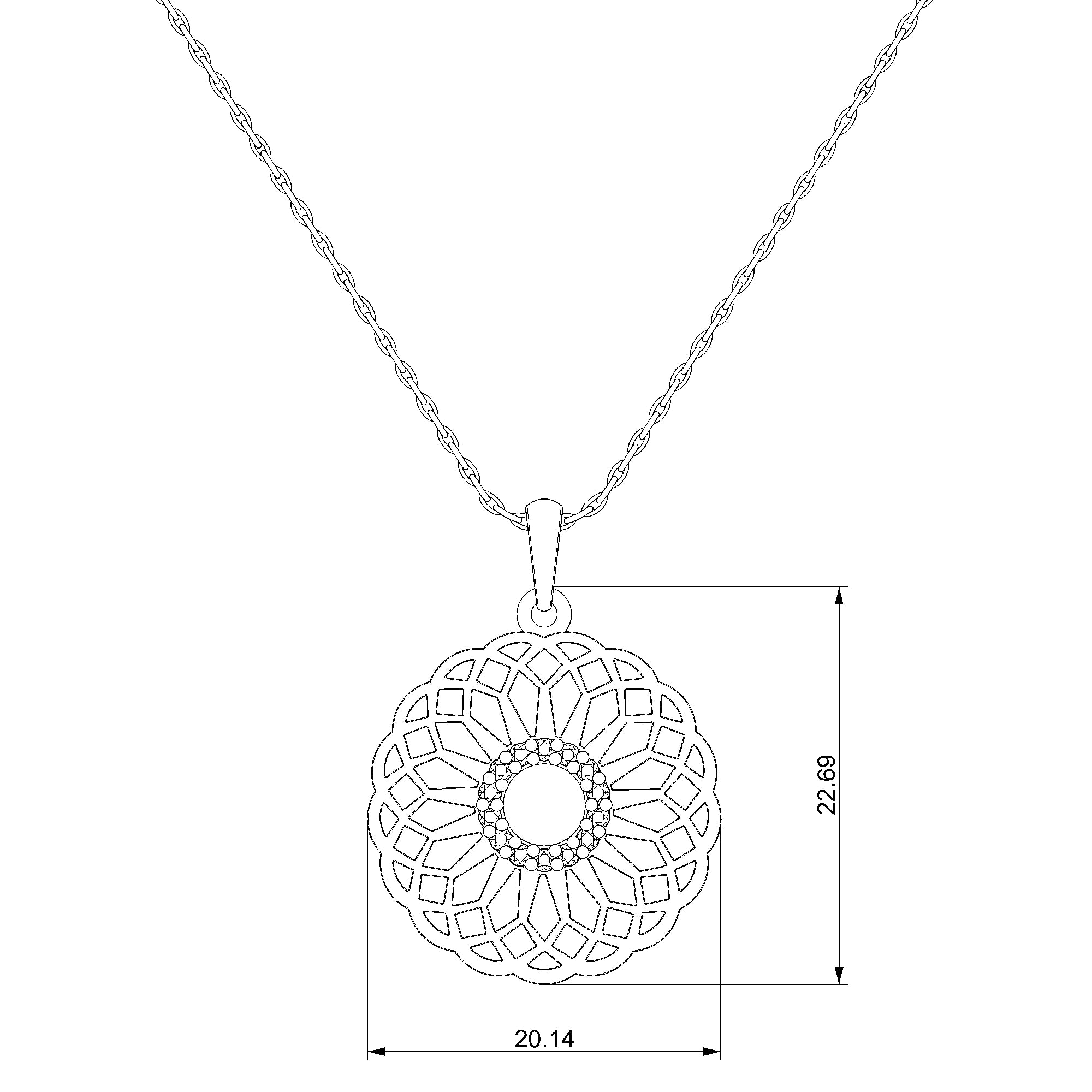Pargold Solid Gold Lattice Bloom Disc Pendant-Static