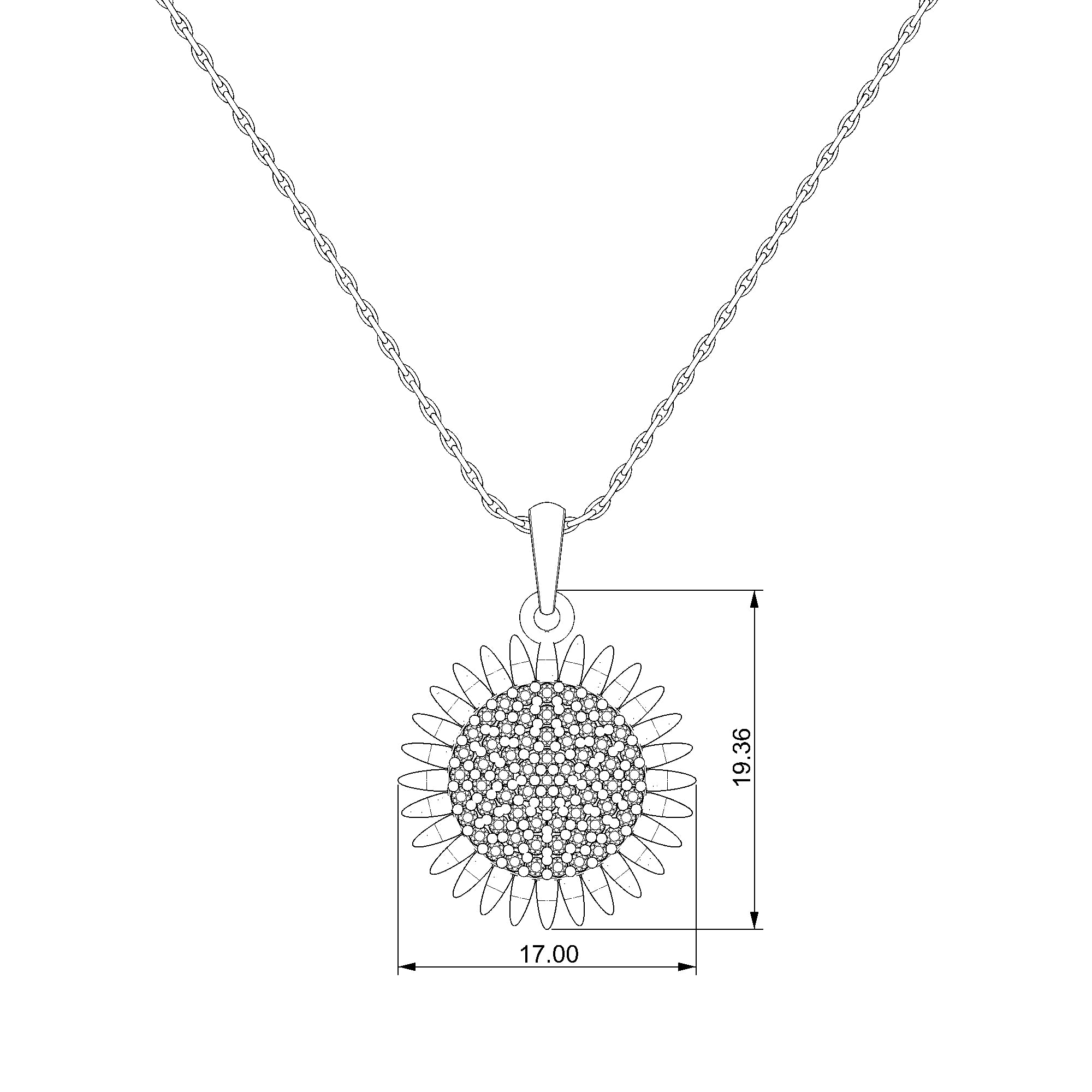 Pargold Solid Gold Sunflower Radiance Pendant-Static