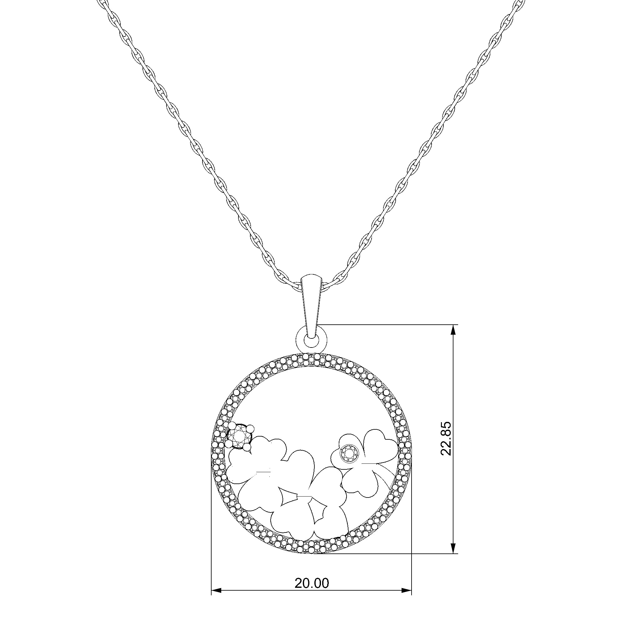 Pargold Solid Gold Clover Elegance Charm Necklace-Static