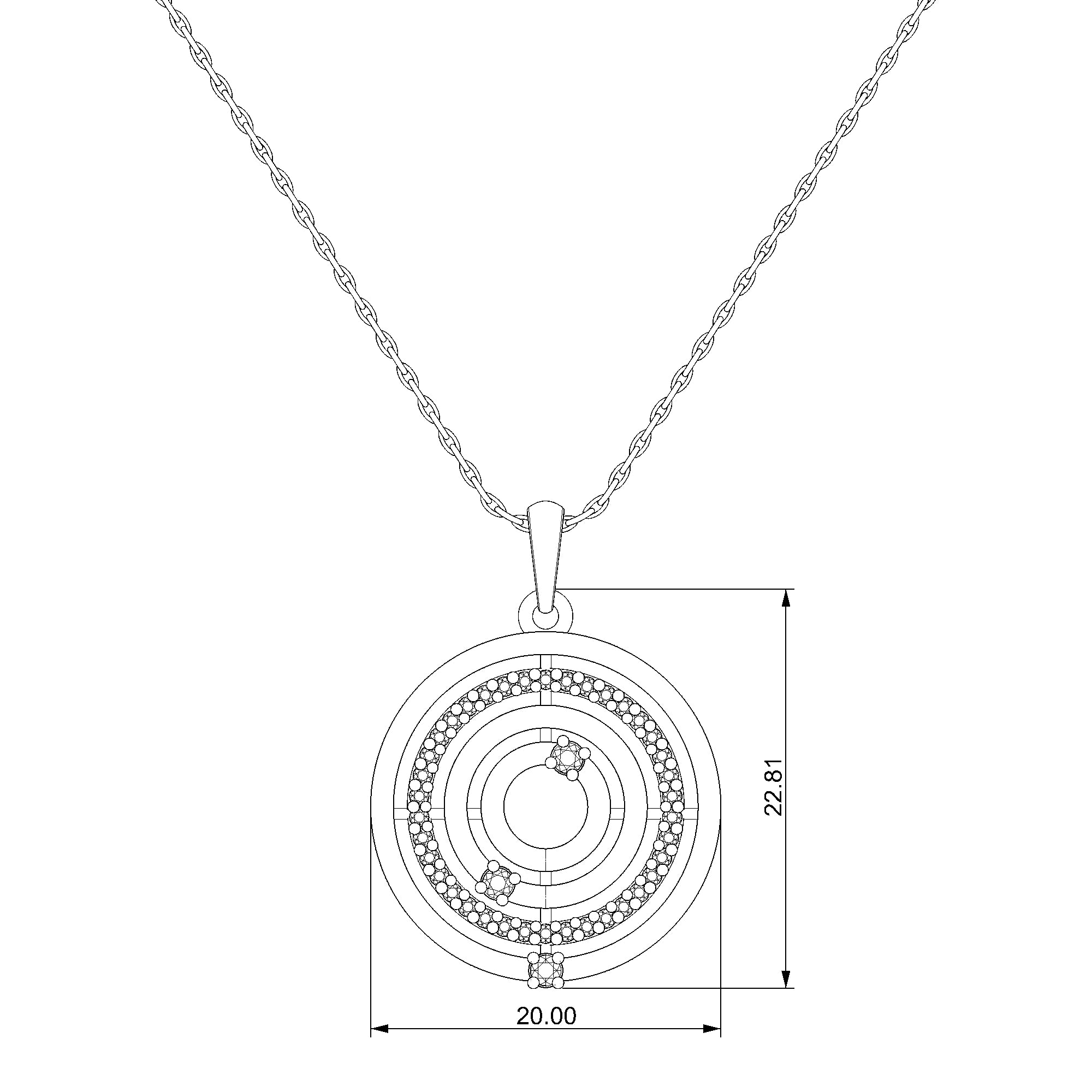 Pargold Solid Gold Harmony Sparkle Circle Pendant Necklace-Static