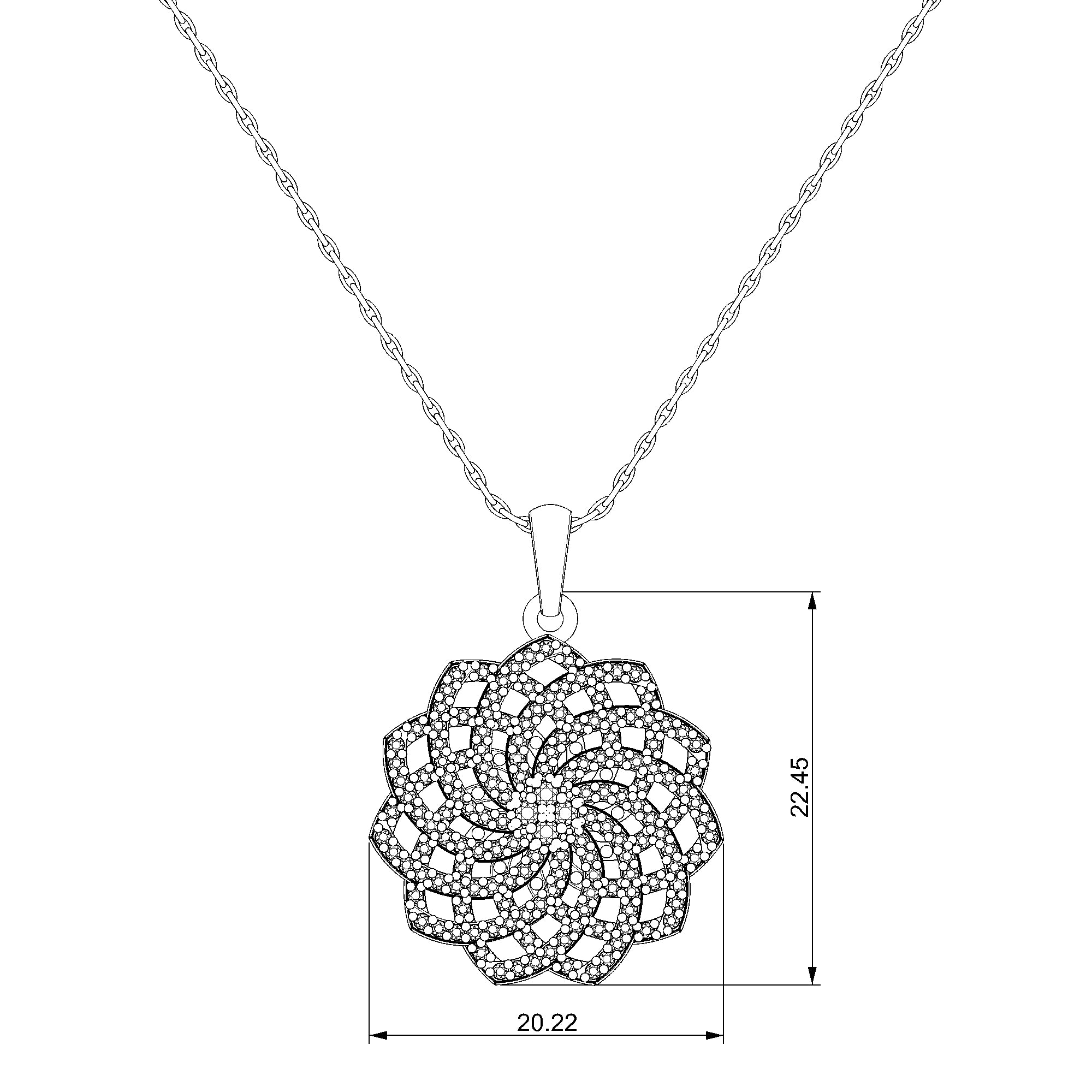 Pargold Solid Gold Floral Filigree Charm Pendant Necklace-Static