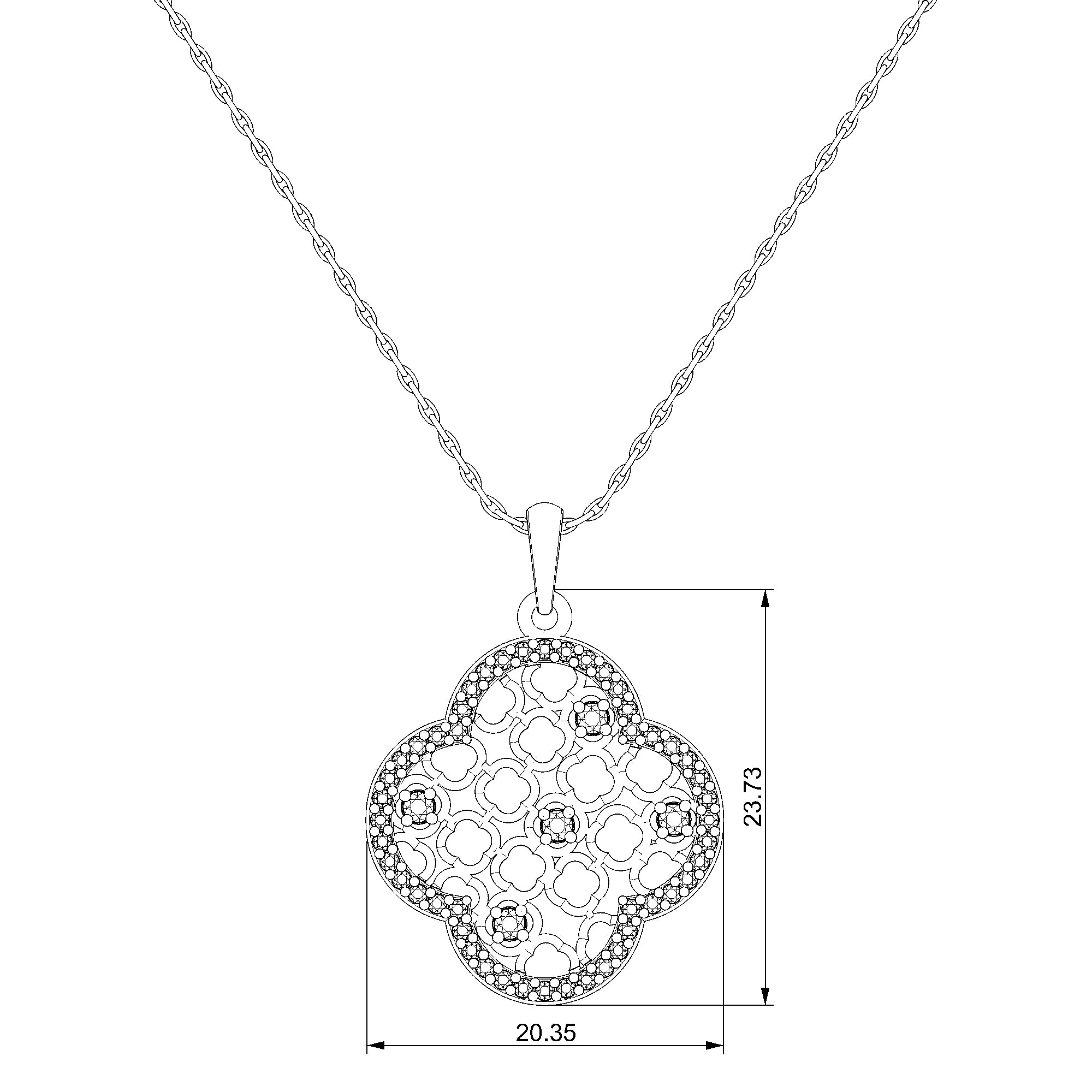 Pargold Solid Gold Charm of Fortune Clover Pendant Necklace-Static