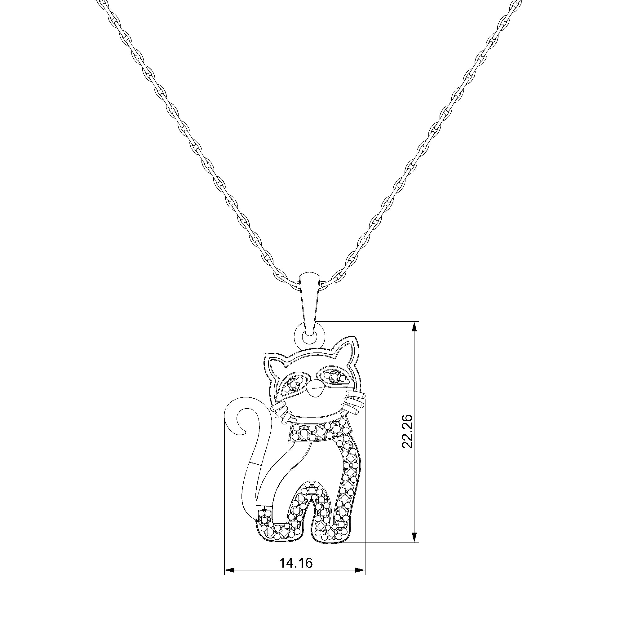 Pargold Solid Gold Crystal Purrfection Pendant Necklace-Static