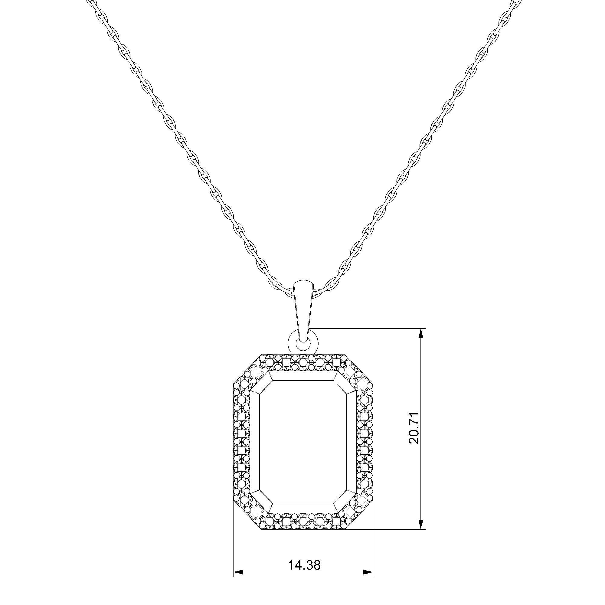 Pargold Solid Gold Timeless Radiance Rectangular Pendant-Static