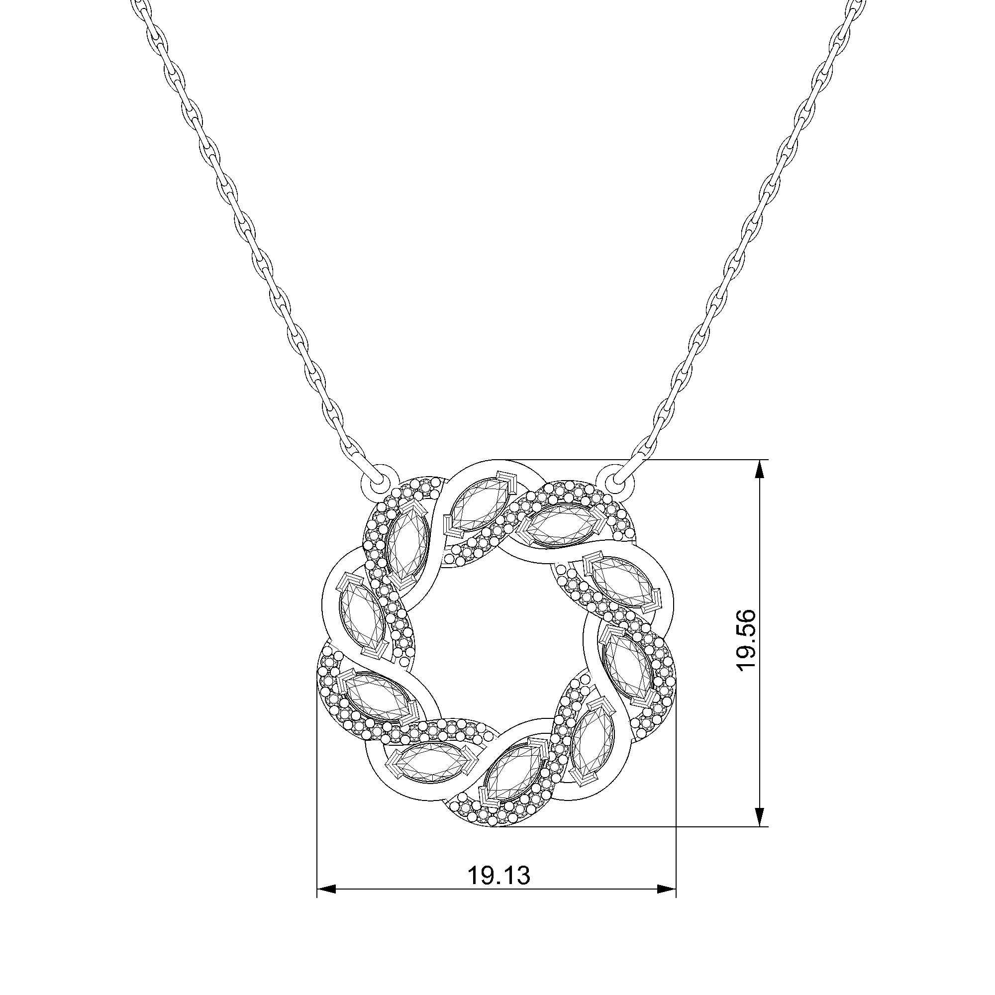 Pargold Solid Gold Entwined Elegance Circle Pendant Necklace-Static