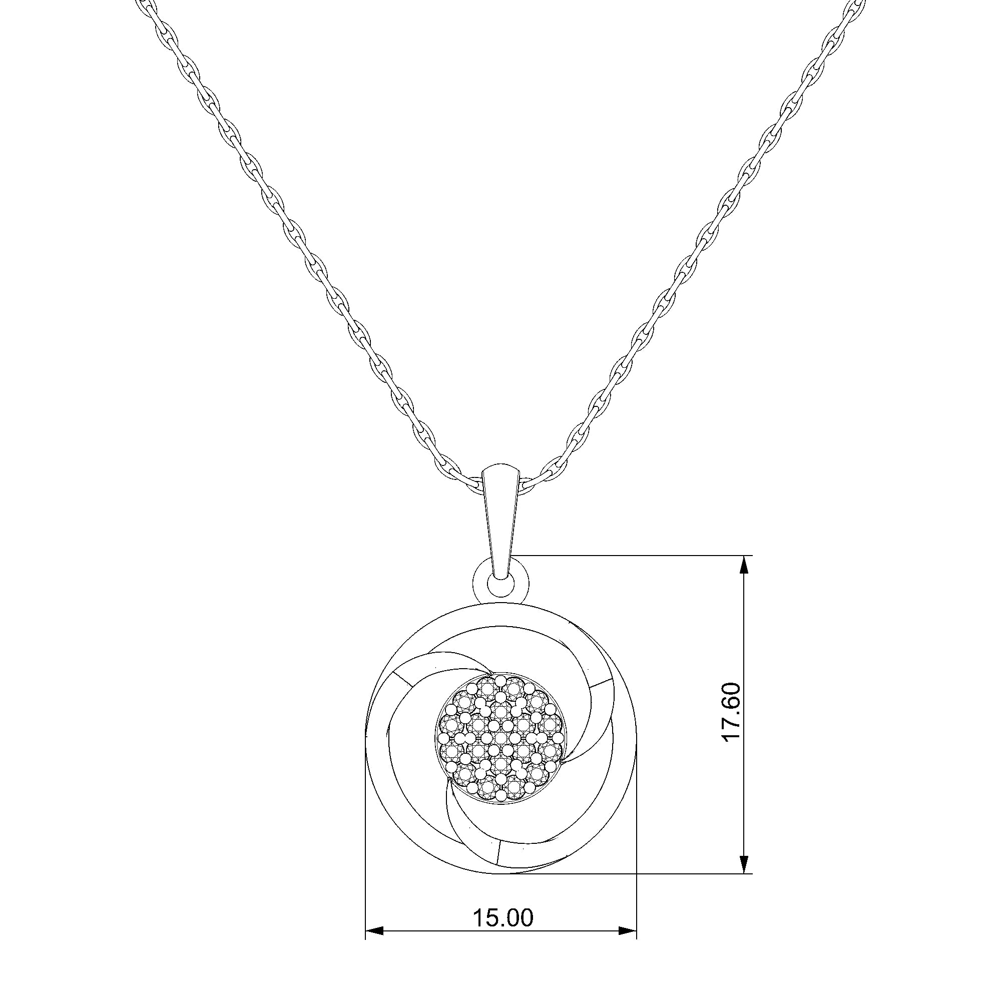 Pargold Solid Gold Opulent Spiral Radiant Pendant-Static