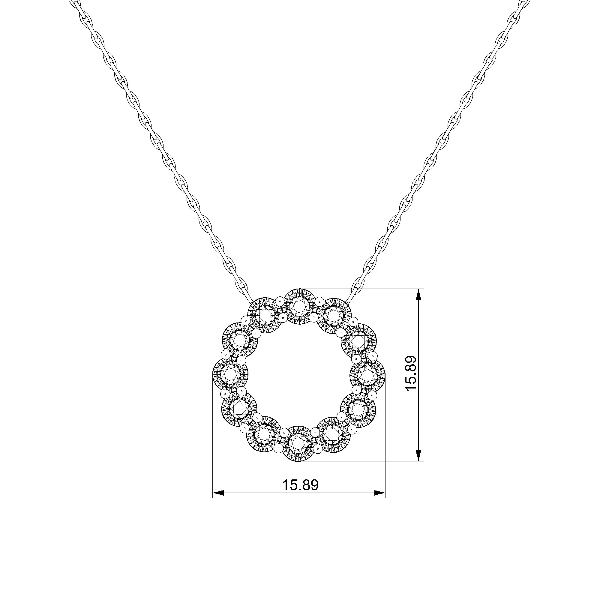 Pargold Solid Gold Enchanting Radiant Gemstone Circle Necklace-Static