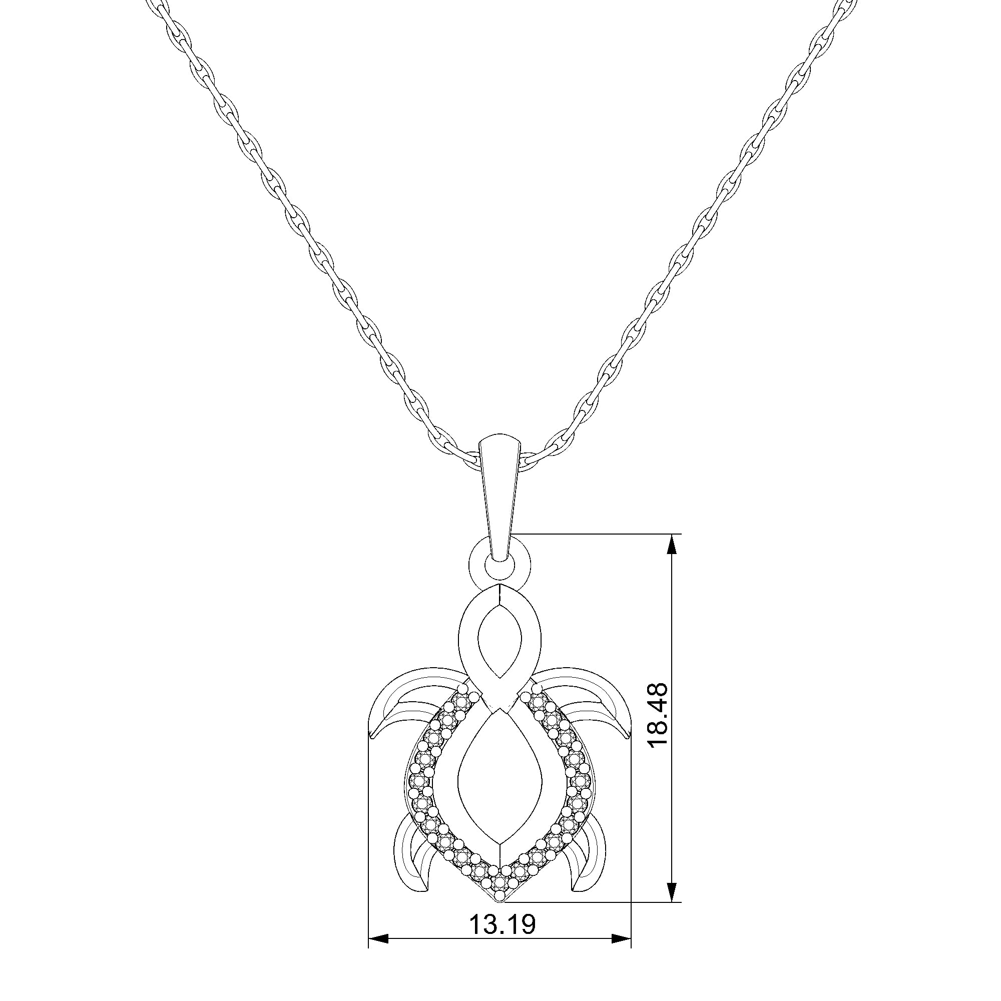 Pargold Solid Gold Elegant Aqua Wave Turtle Pendant-Static