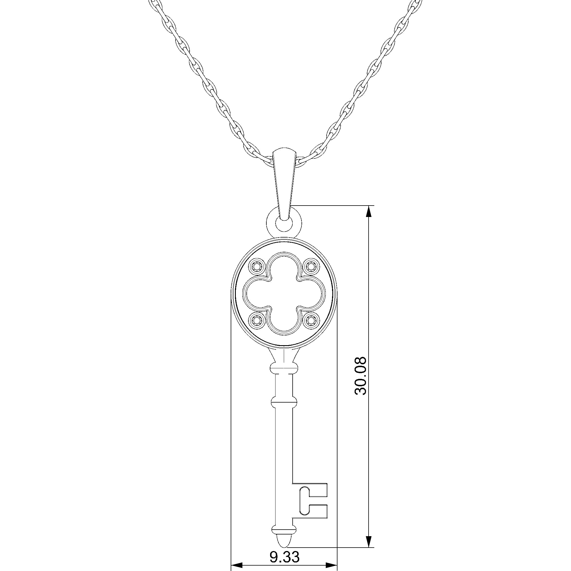 Pargold Solid Gold Timeless Elegance Key Pendant-Static