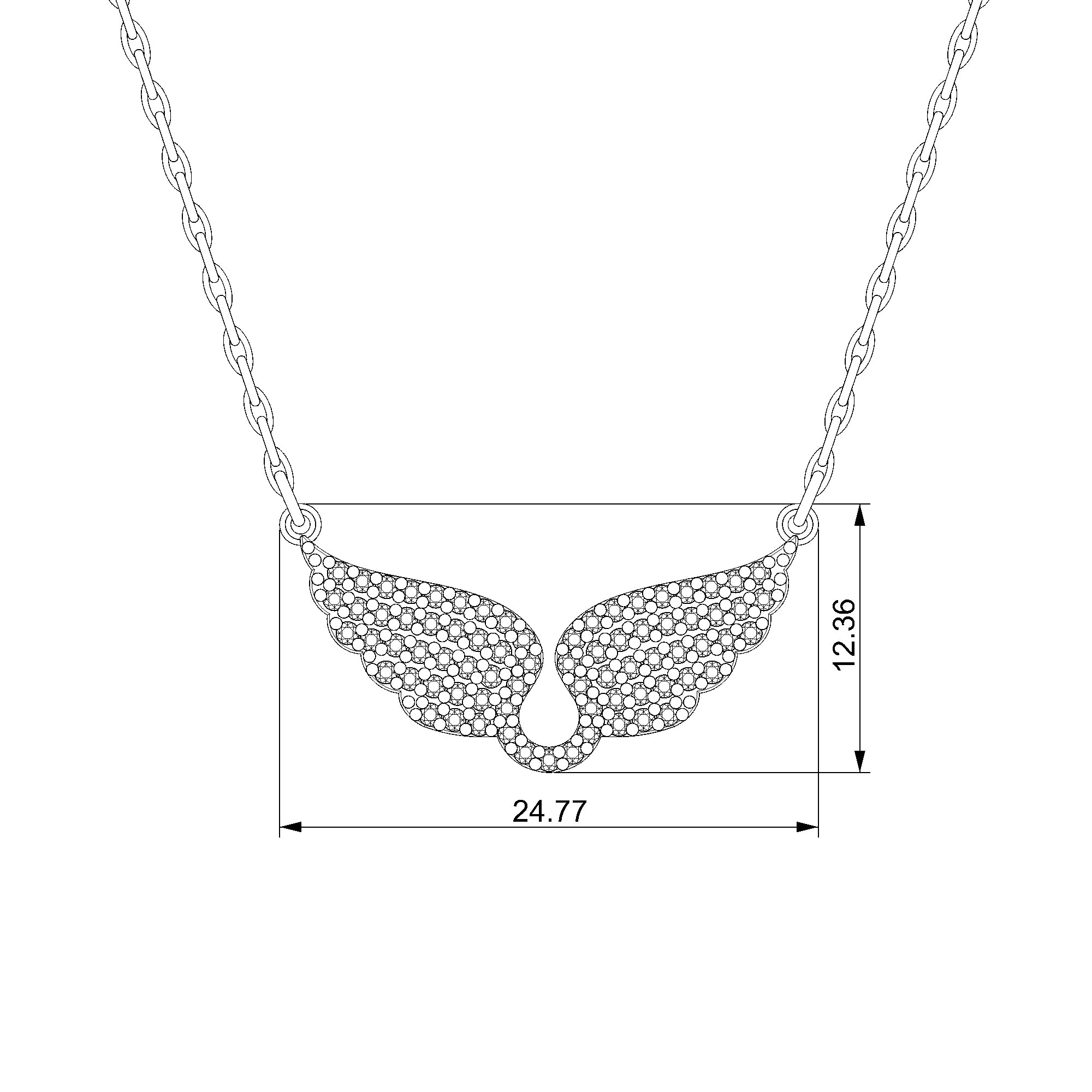Pargold Solid Gold Heavenly Radiance Wing Necklace-Static
