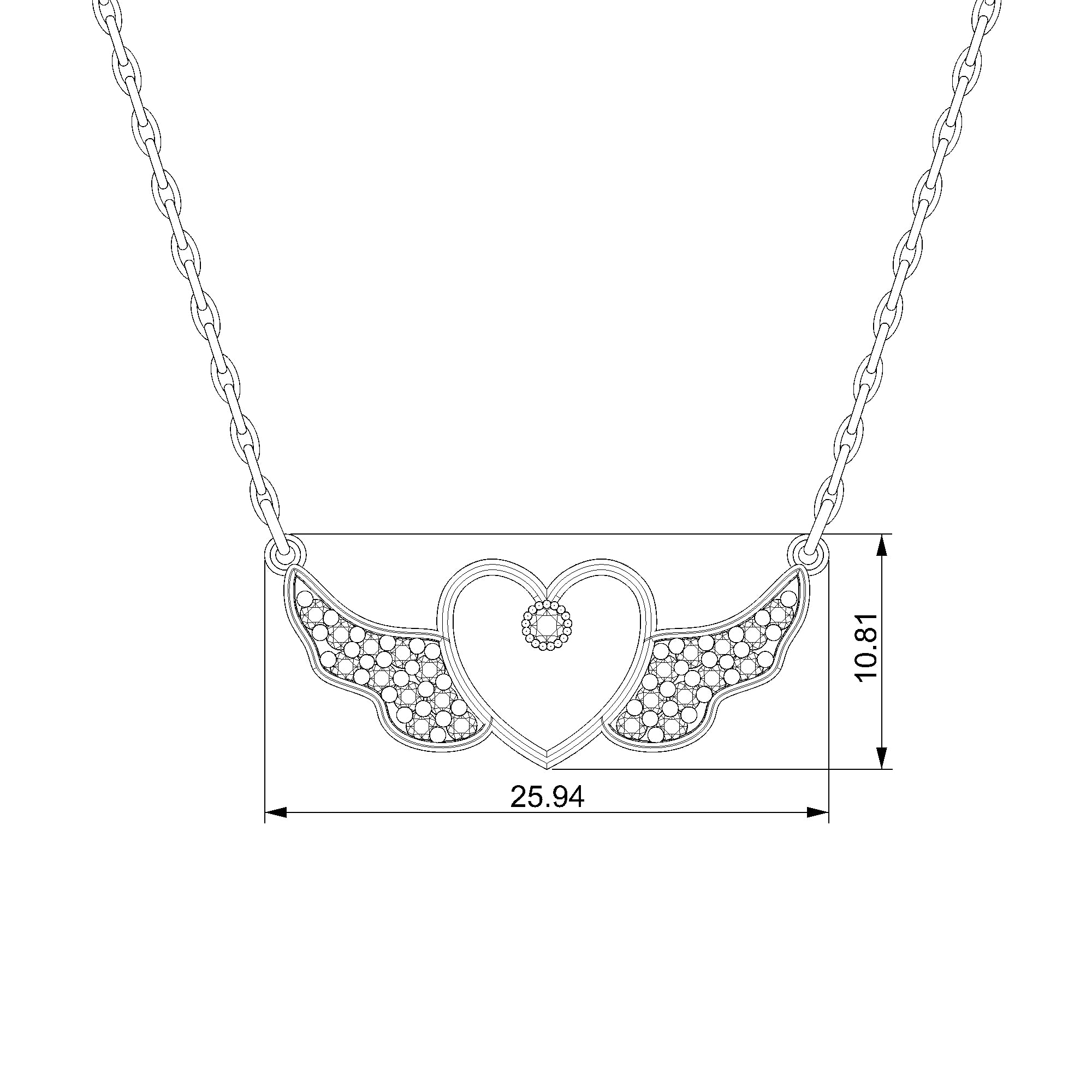 Pargold Solid Gold Celestial Wings Heart Necklace-Static