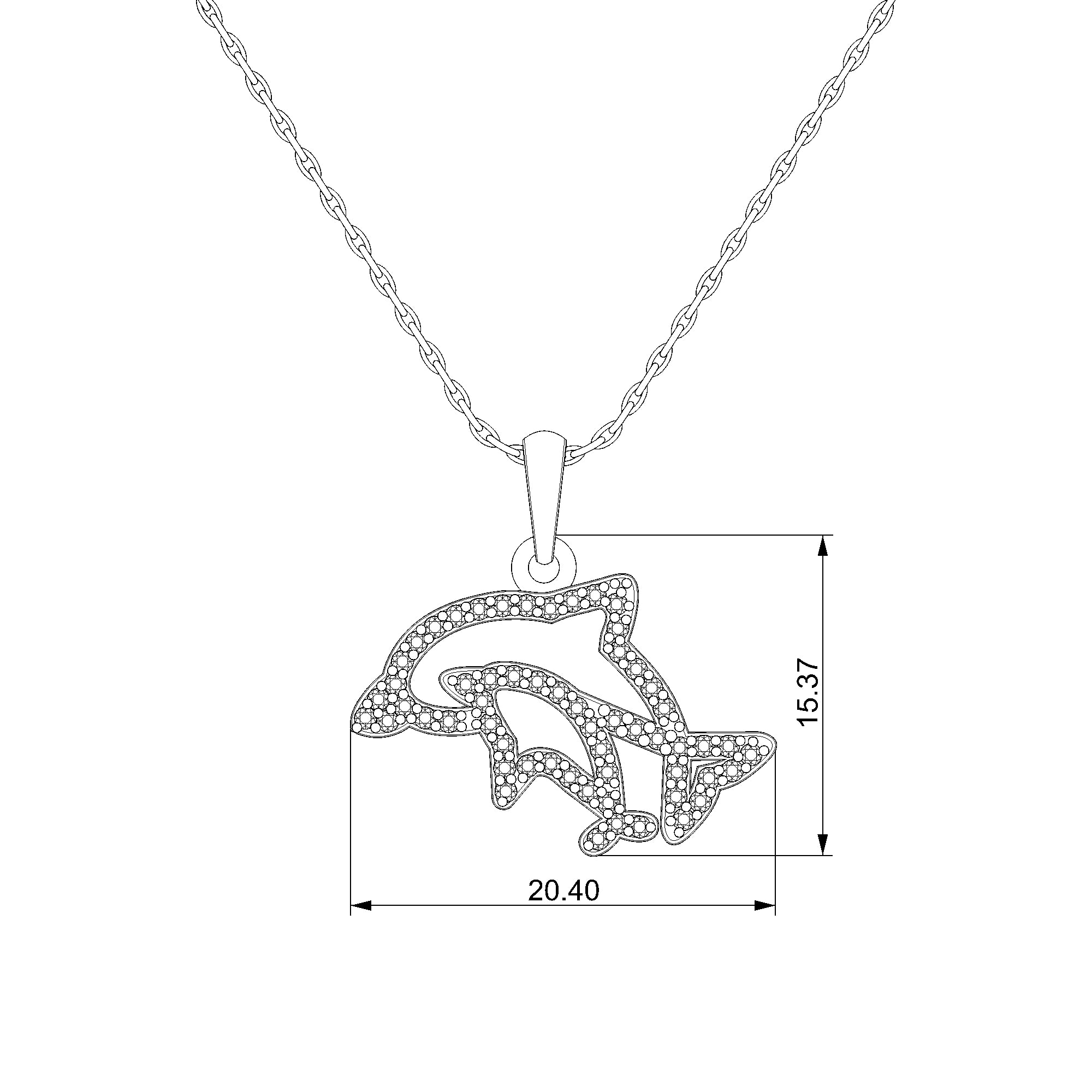 Pargold Solid Gold Elegant Dual Dolphin Pendant: A Splash of Joy-Static